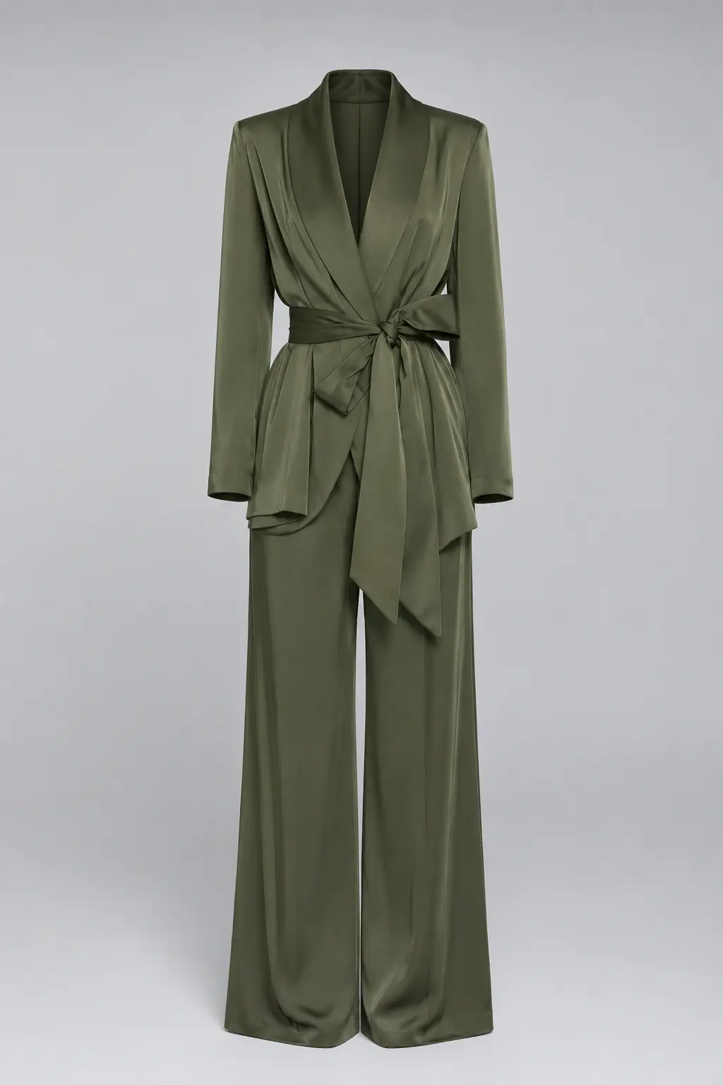 Verdance Satin Belted Set – Green