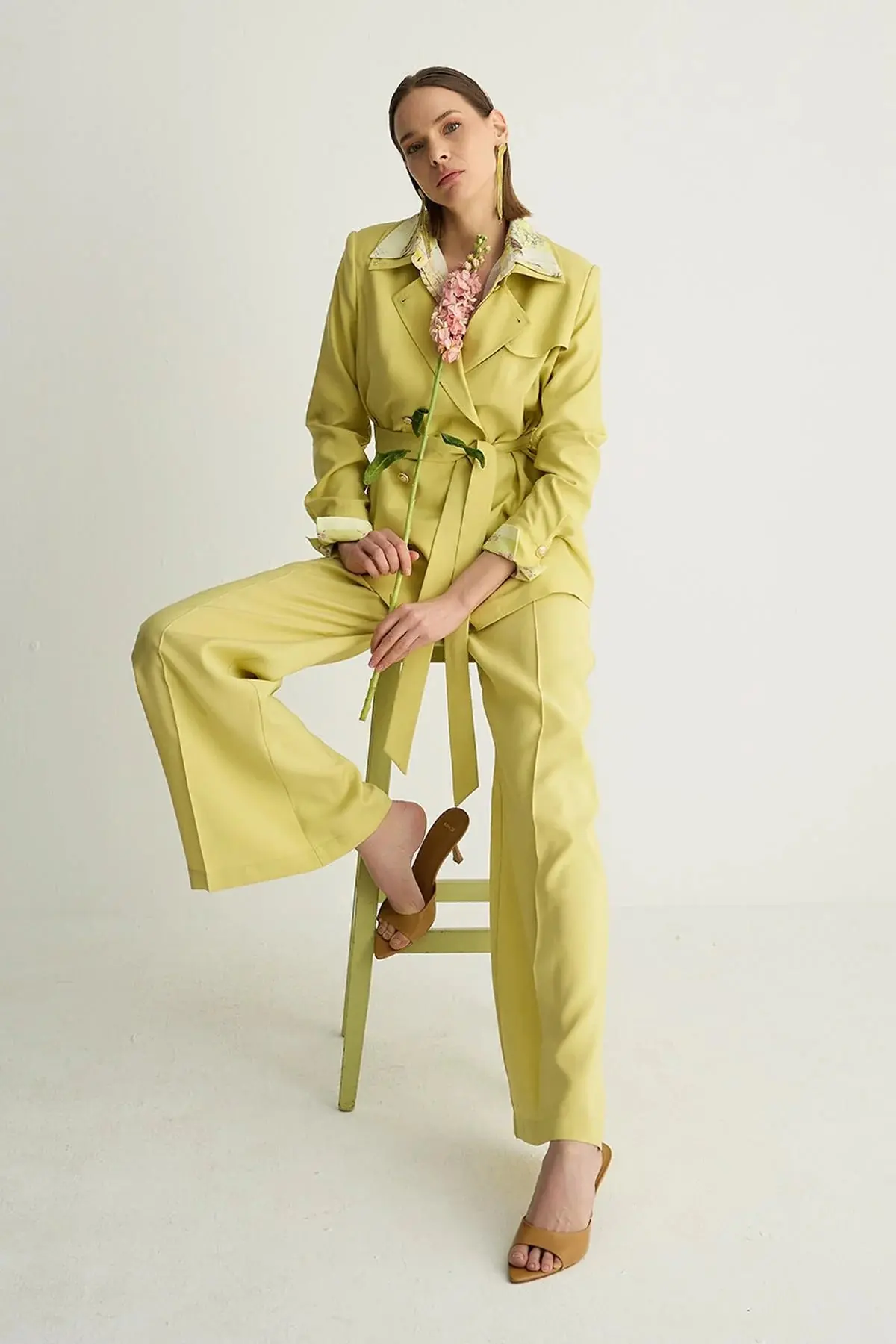 Ilkbahar Belted Cupro Jacket – Mimosa, photo 4