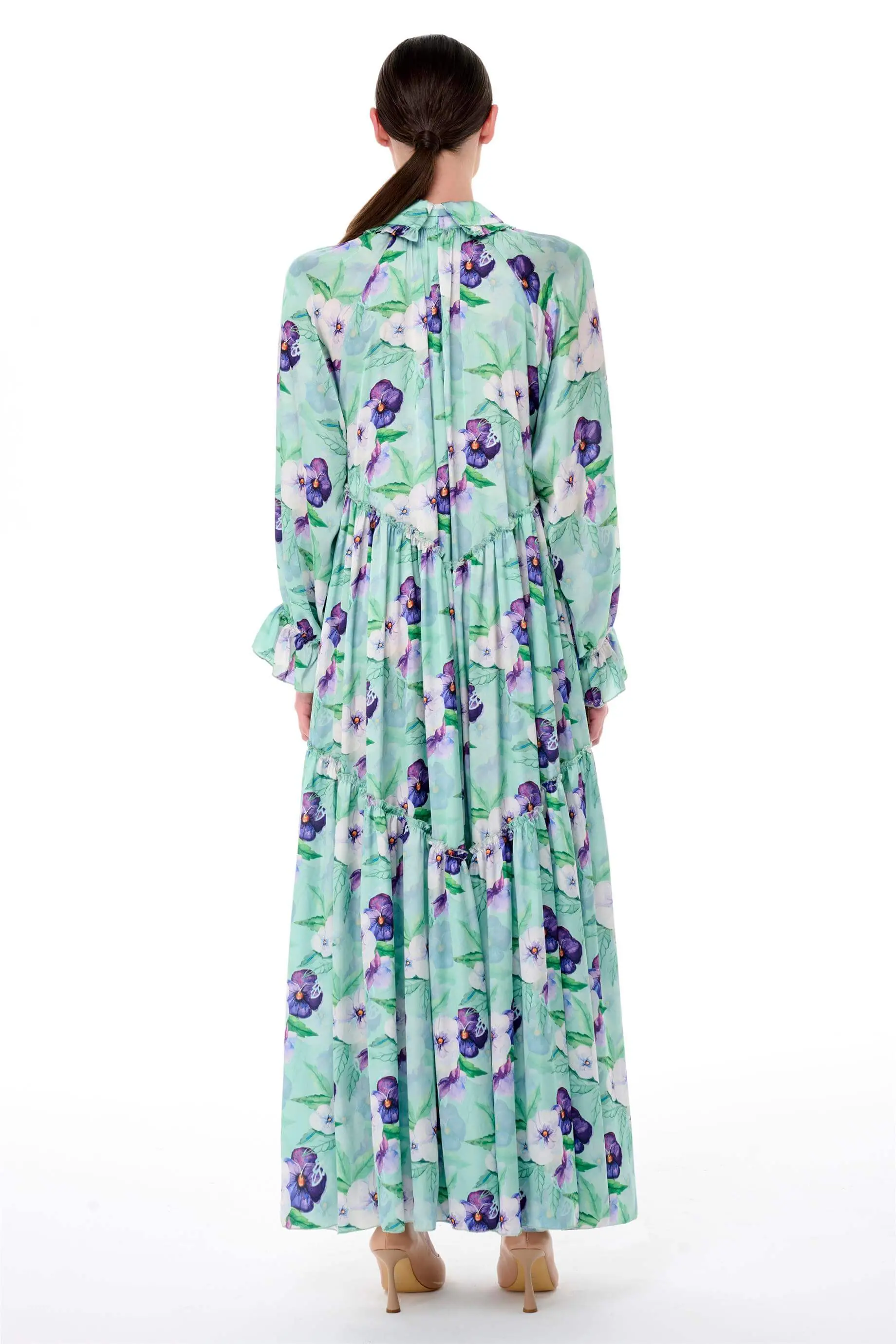 Floral Ruffle Collar Oversized Dress – Green, photo 3