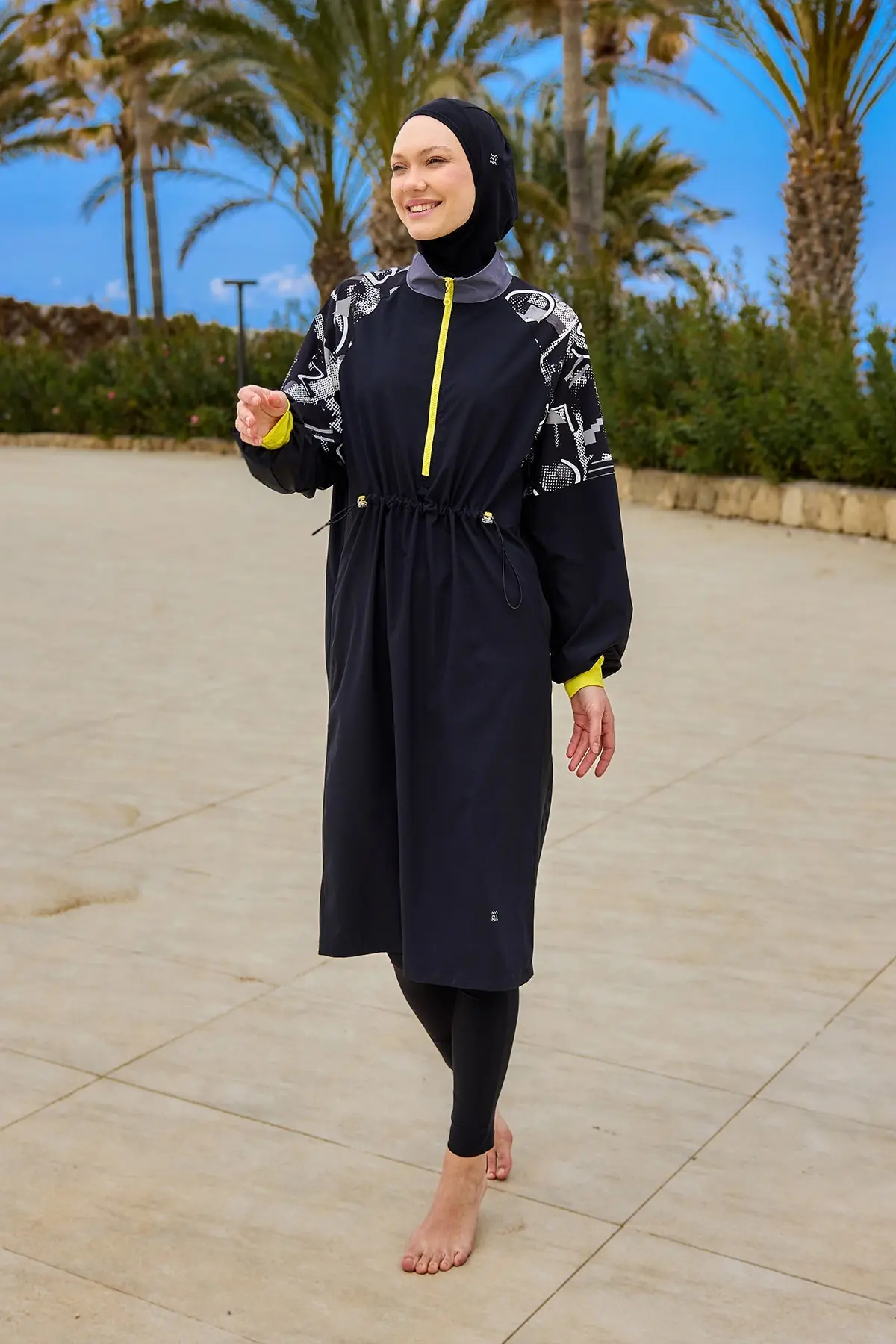 Black Full Coverage Modest Burkini with Sleeve Detail M2512, photo 3
