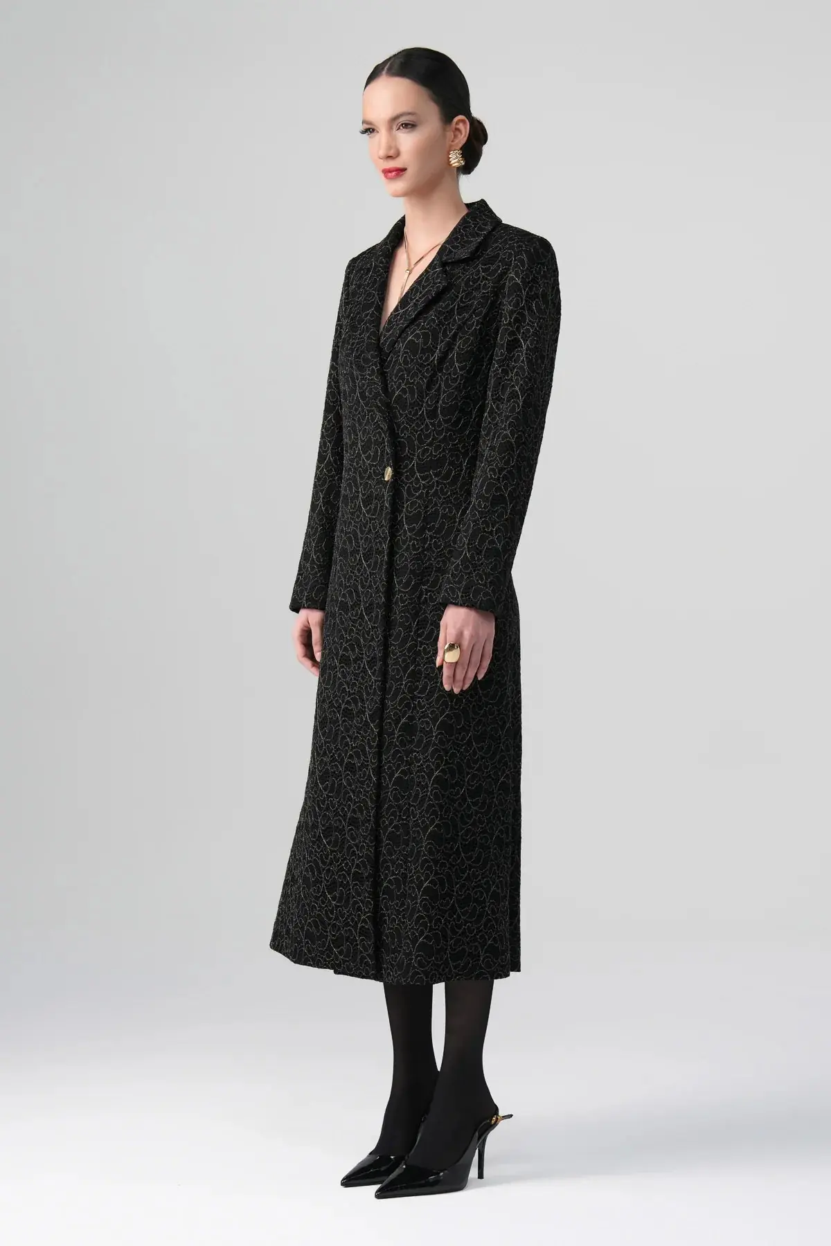 Daphne Lace Single-Button Coat – Black, photo 7