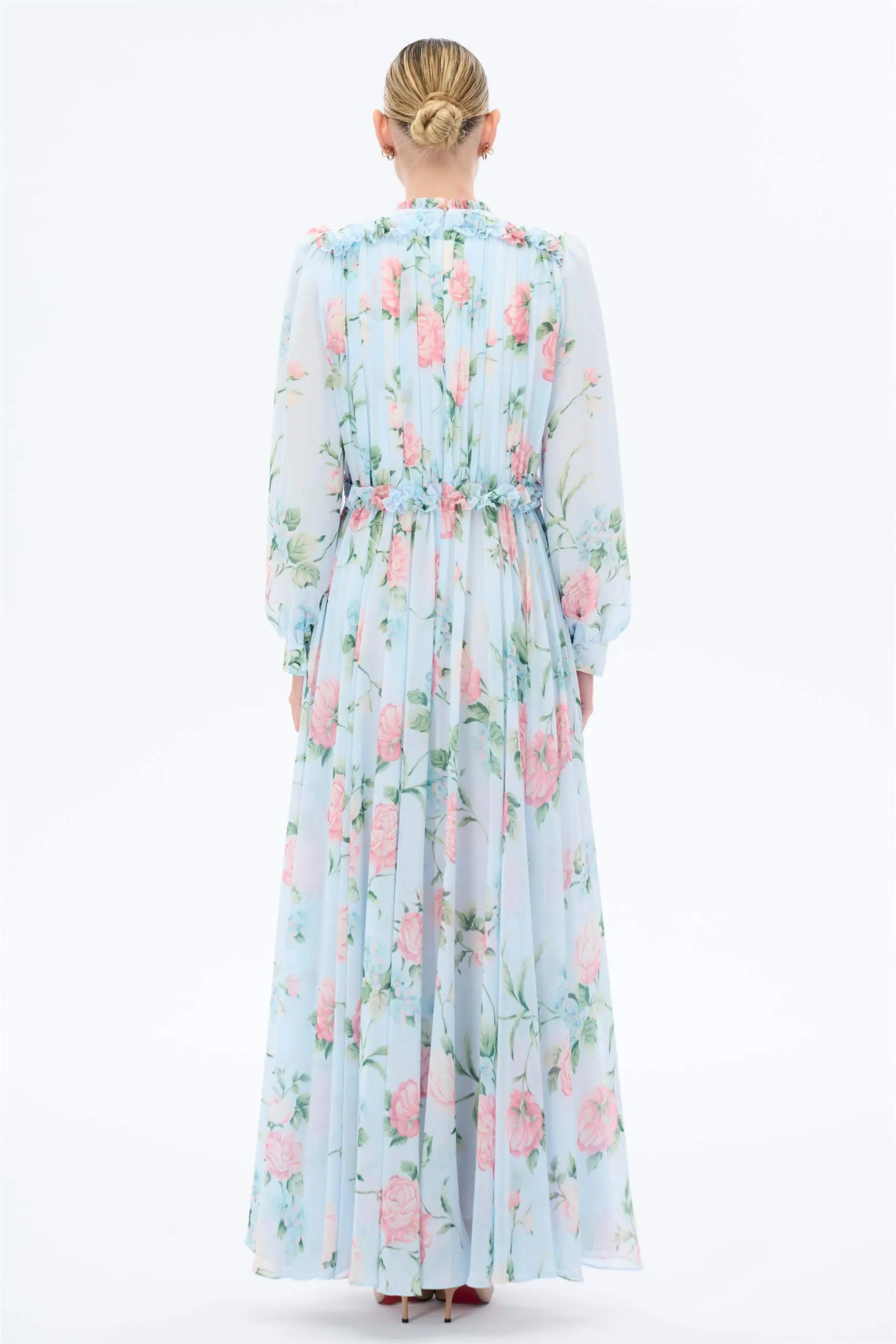 Ruffle-Detail Floral Dress – Blue, photo 3