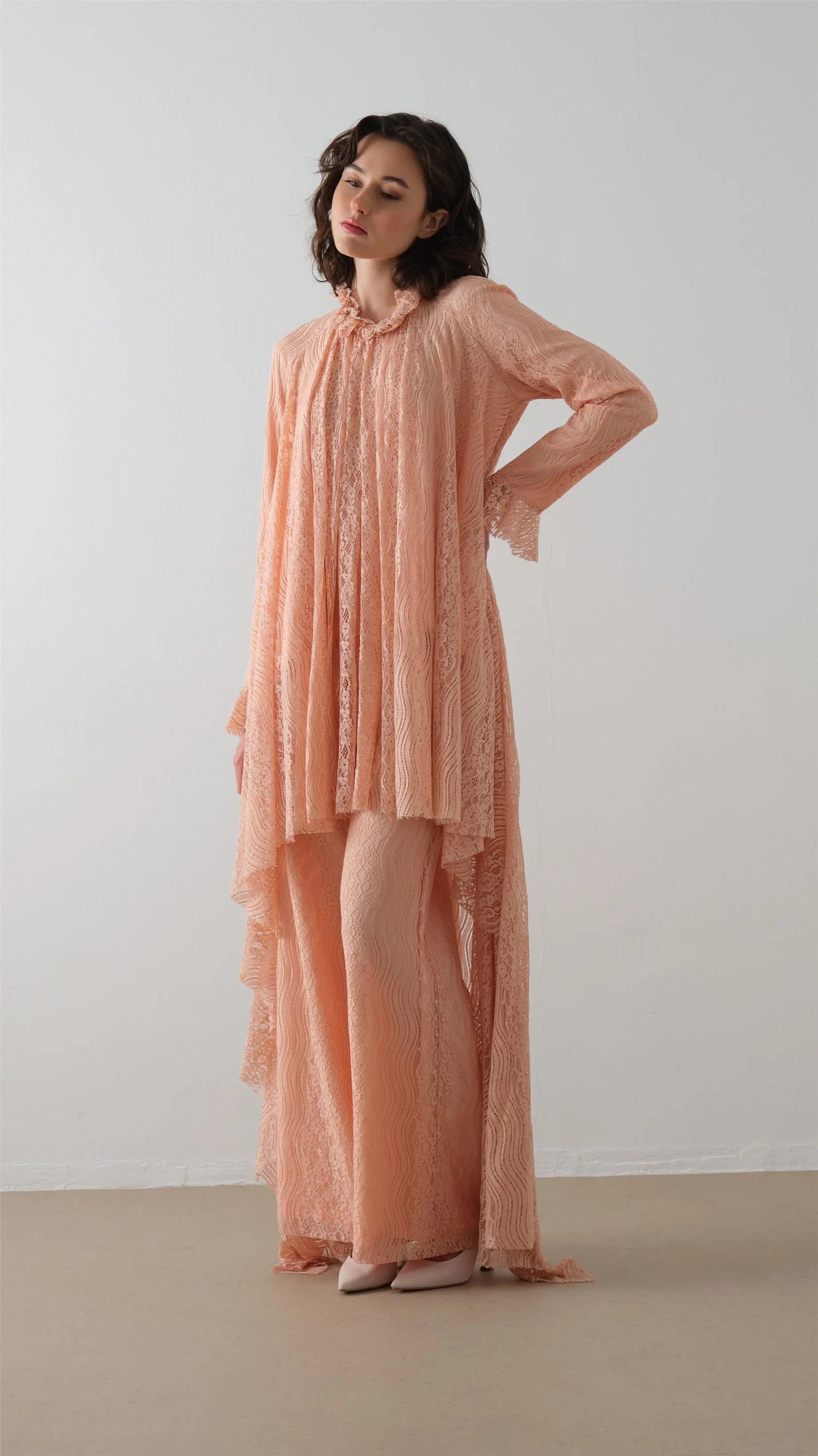 Lace Detailed Pants Set - Salmon, photo 4