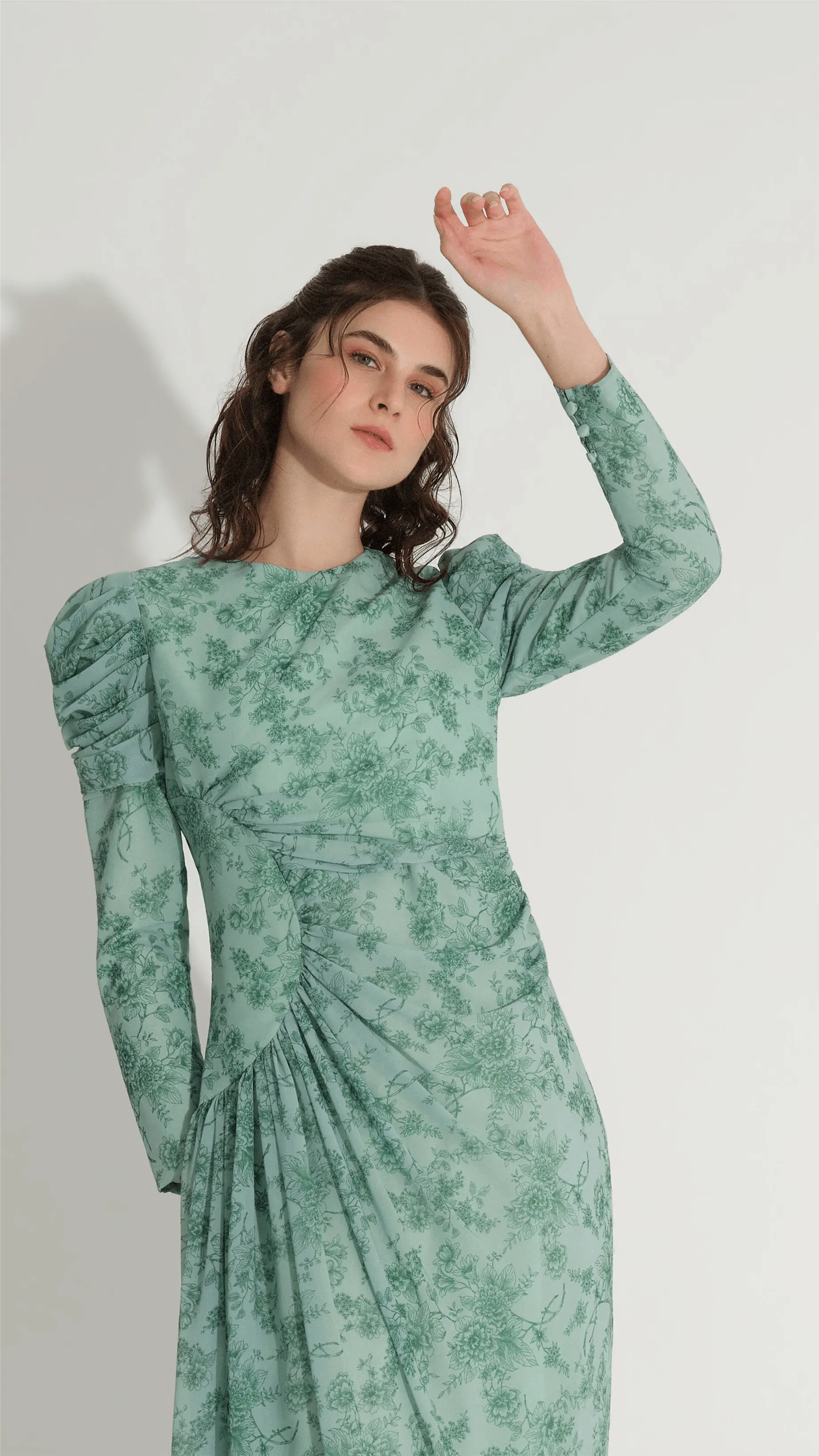 Side Ruched Dress – Green, photo 2