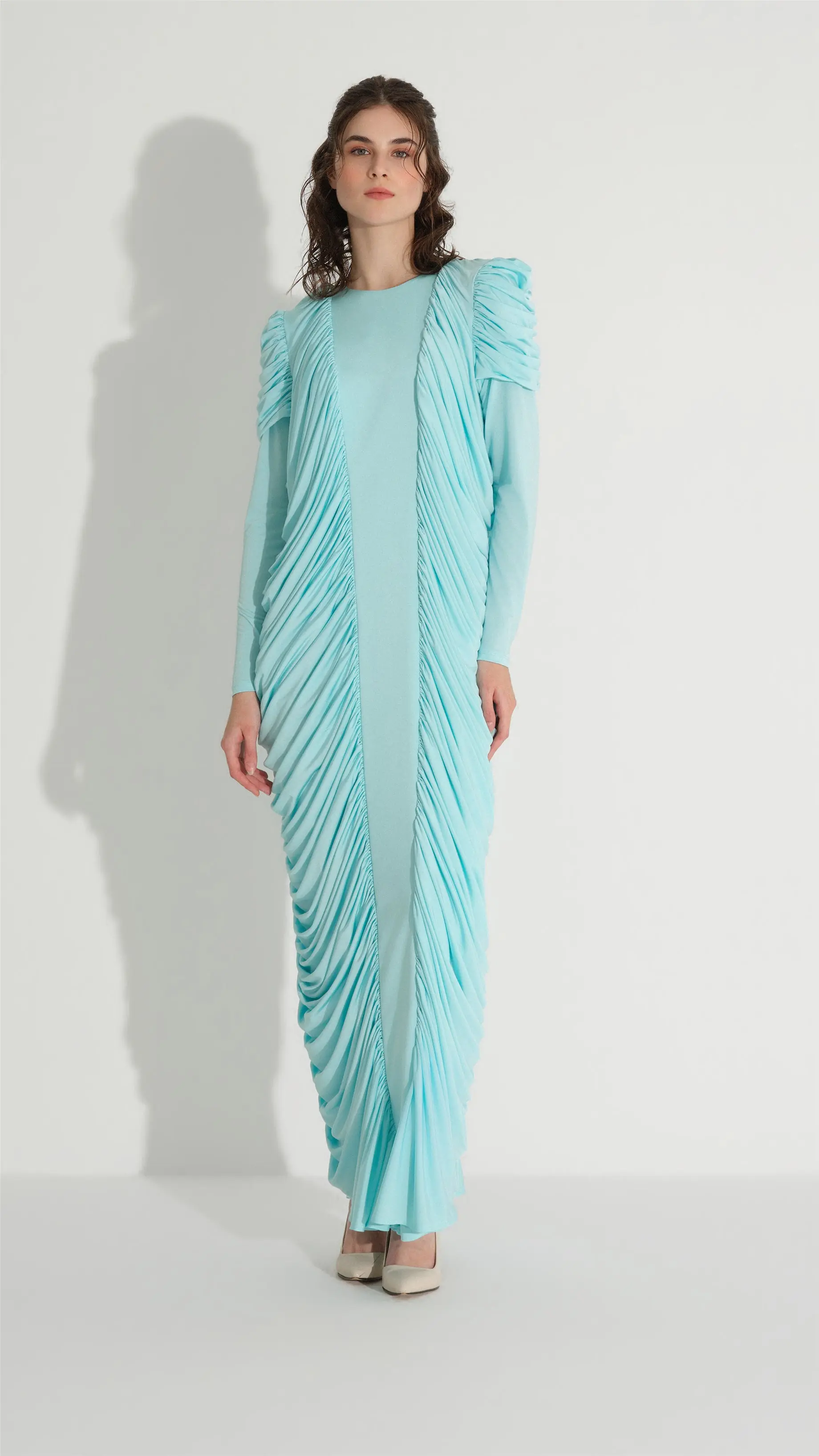 Draped Side-Gathered Dress – Mint, photo 2