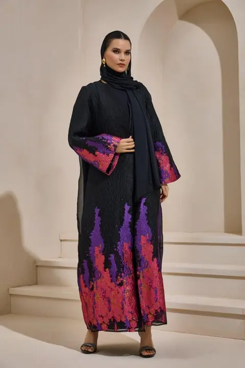 Sapphire Abaya - Black Purple