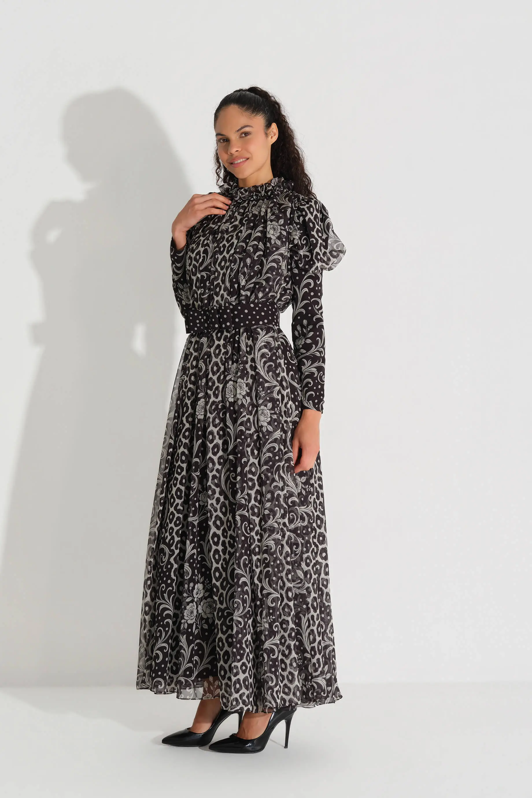 Leopard Print Corset Detail Dress – Black, photo 3