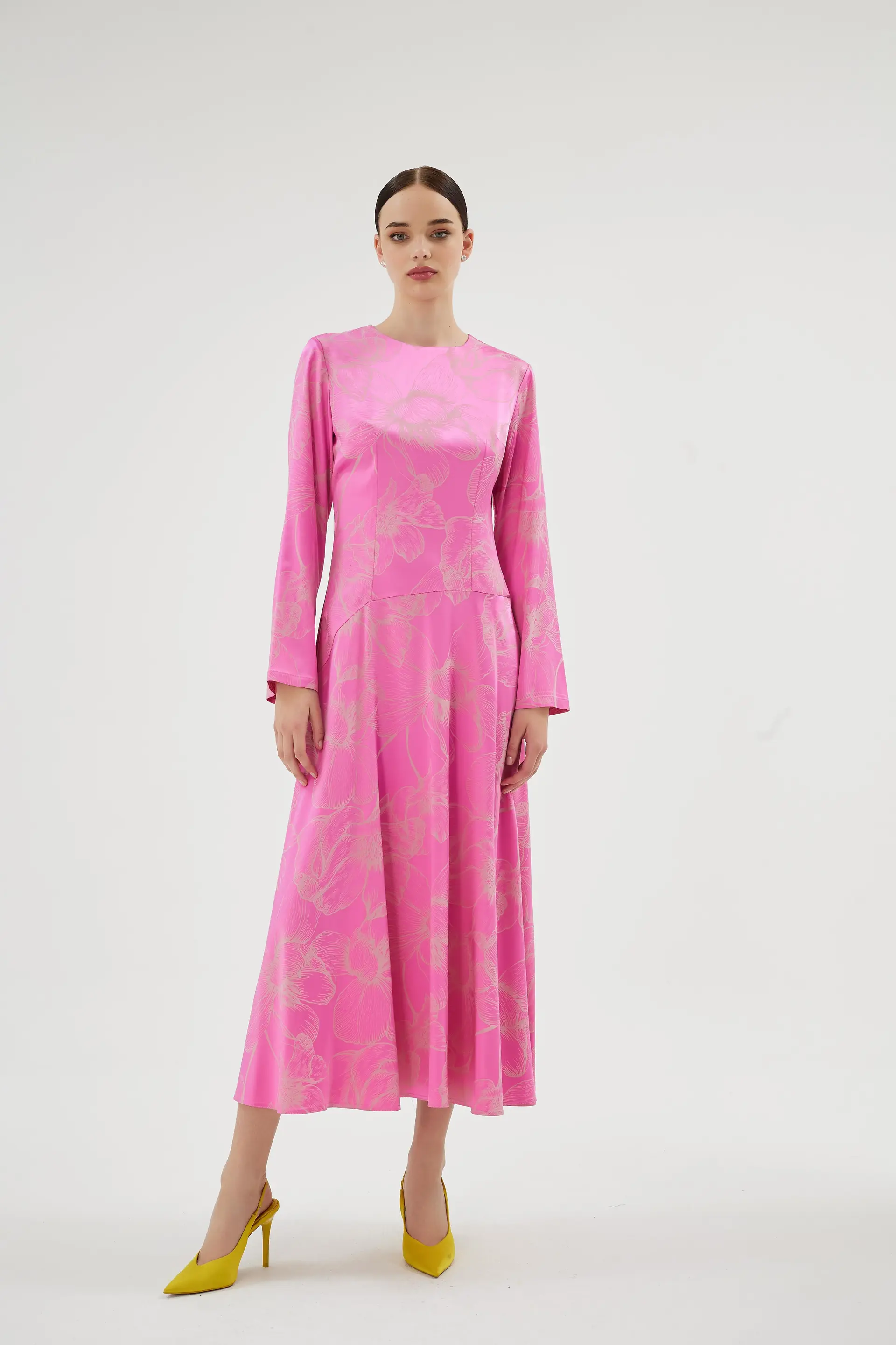 Celeste Floral Midi Dress – Pink