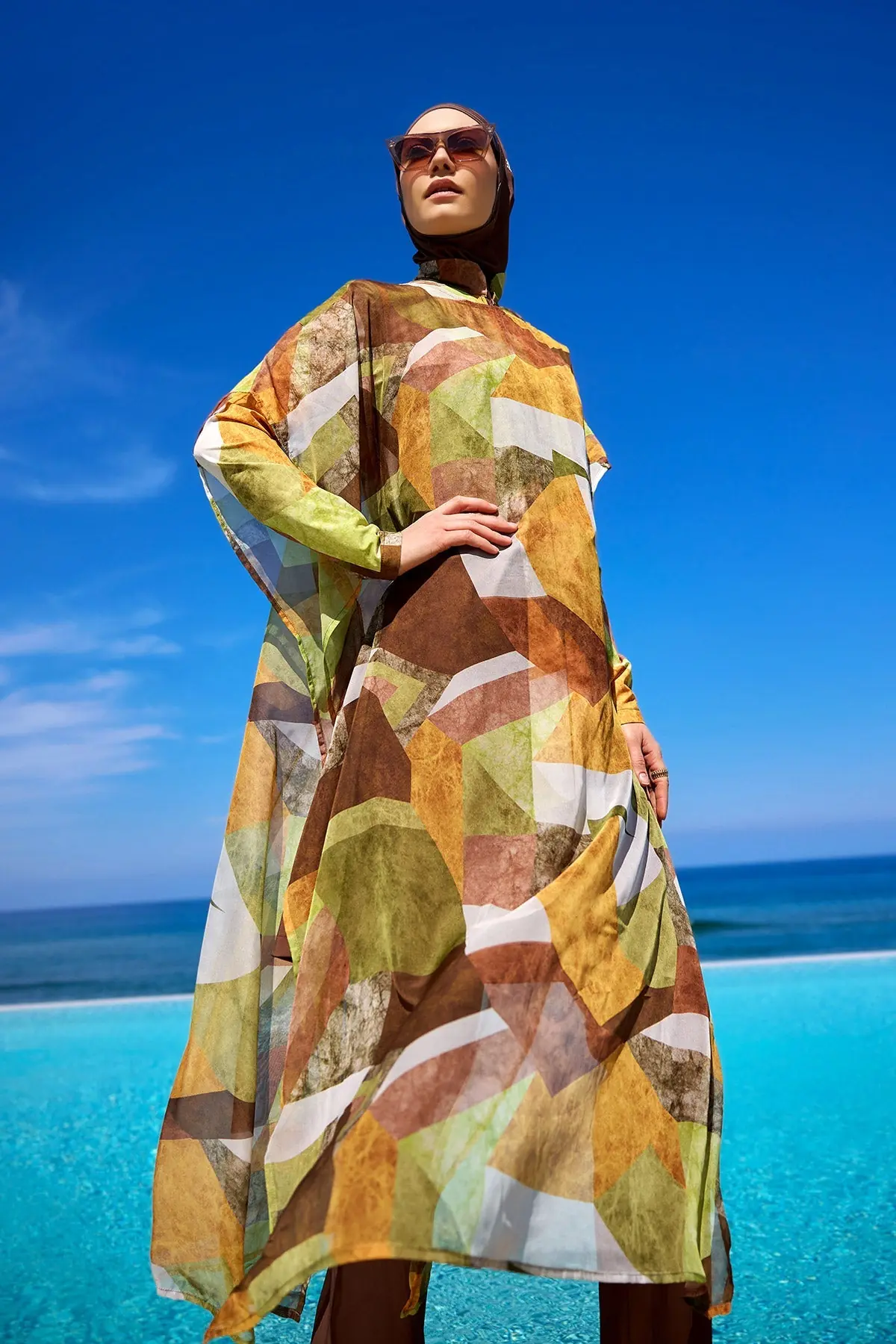 Marina Patterned Silky Pareo - Colorful, photo 4