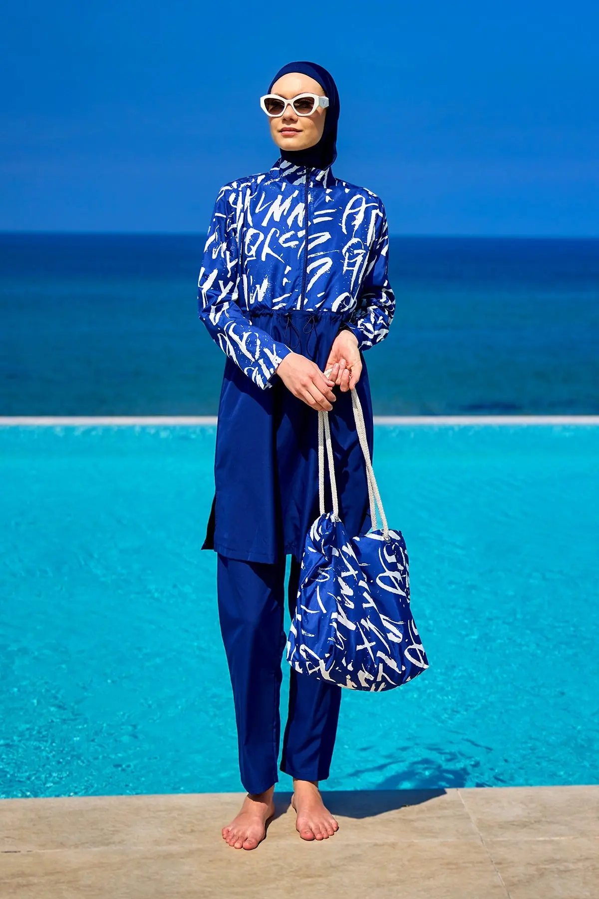 Navy Blue Full Coverage Modest Swimwear Set R2502, photo 2