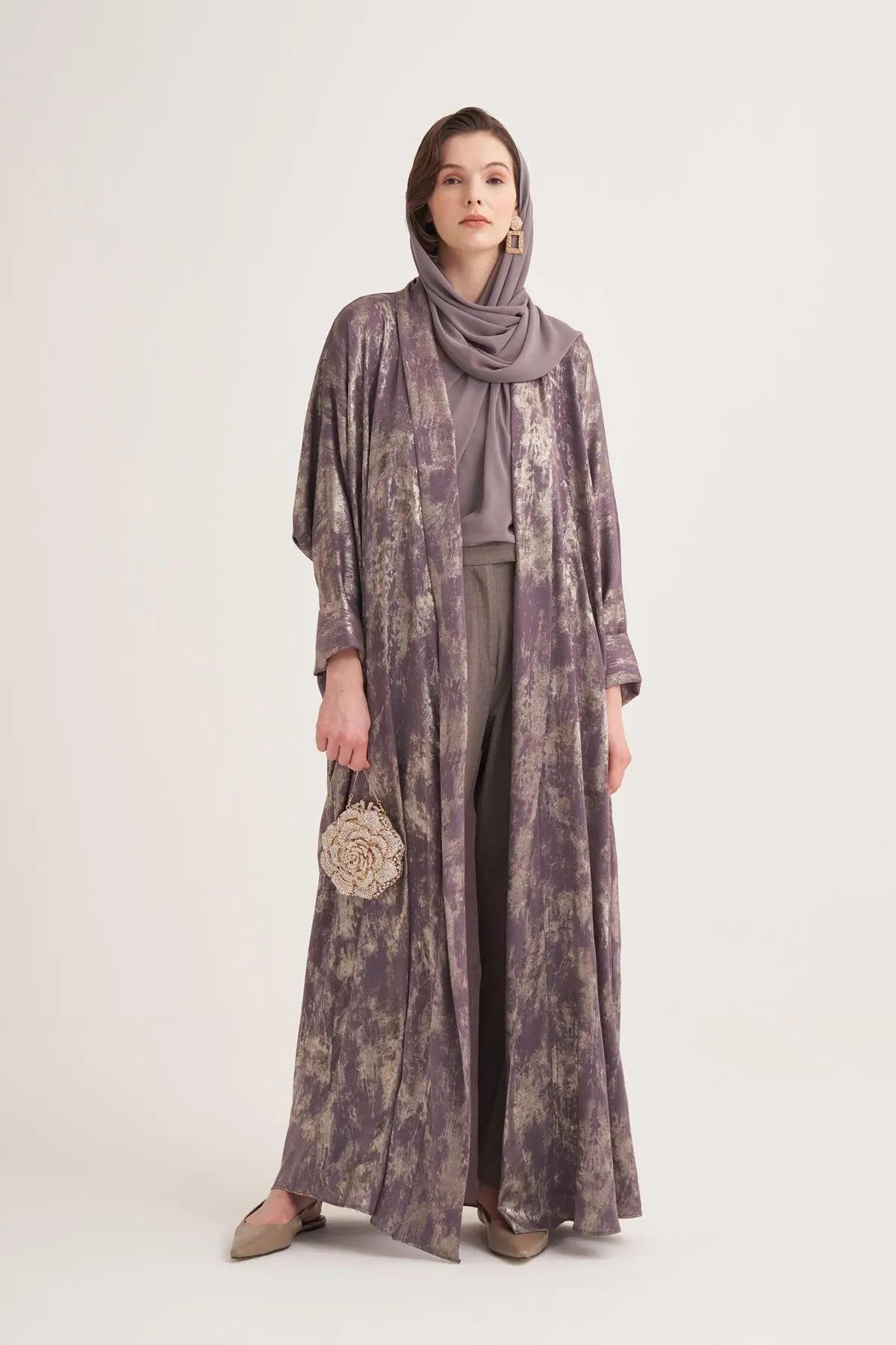 Ness Abaya & Scarf – Dark Mink