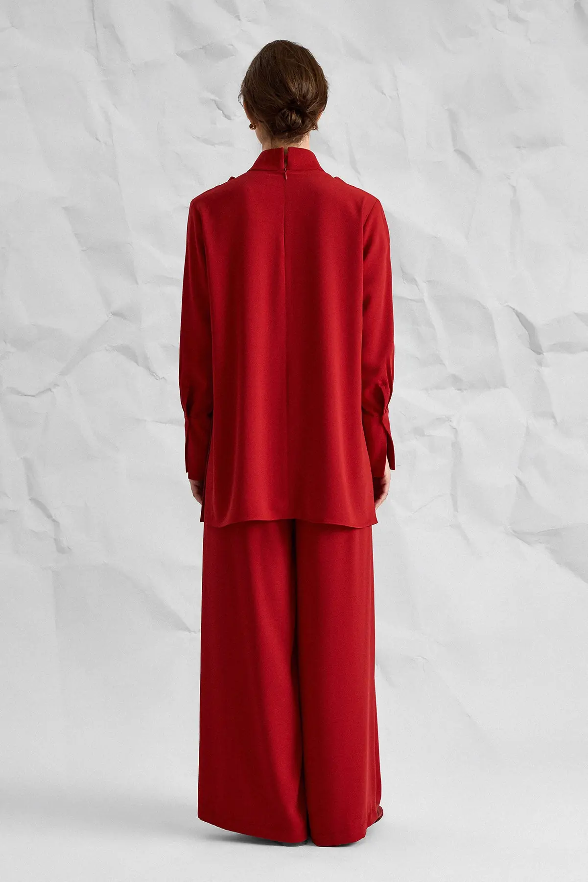 Majesté Atelier No. 05 High-Neck Tunic & Wide-Leg Trouser Set - Red, photo 6