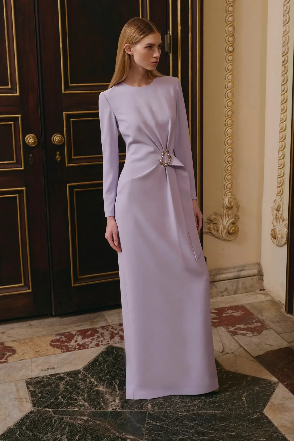 Draped Waist Evening Gown – Lilac, photo 3