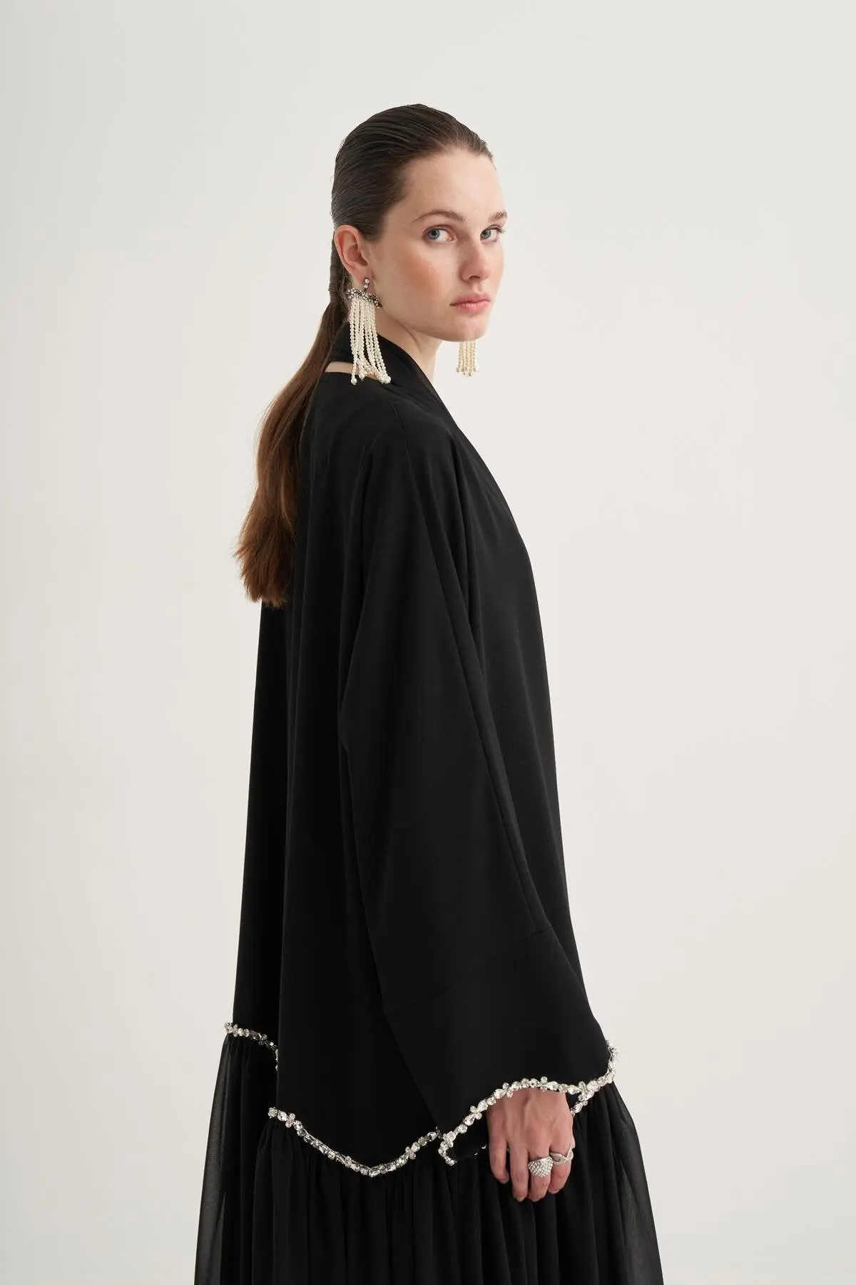 Lina Crystal Abaya Black, photo 2