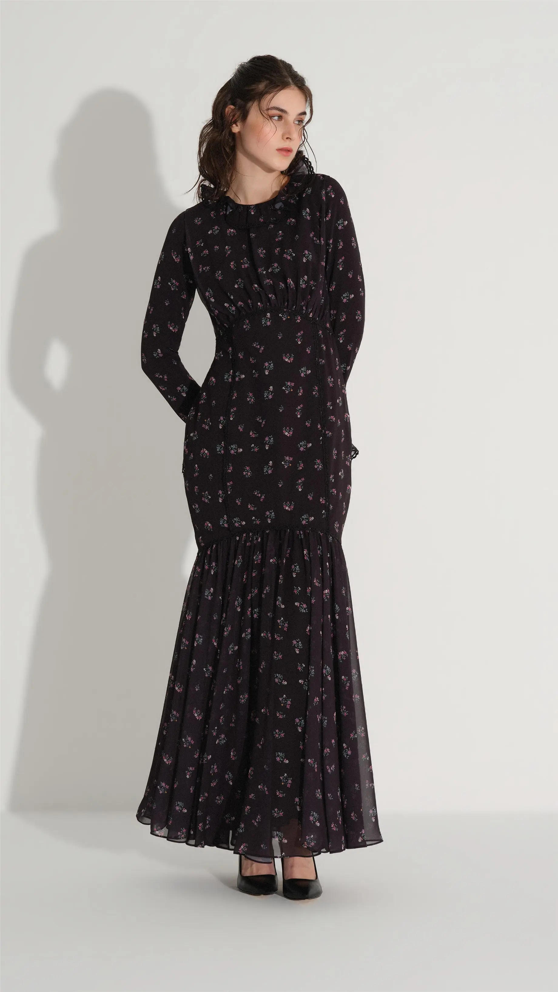 Lace Detail Mermaid Dress – Black, photo 3