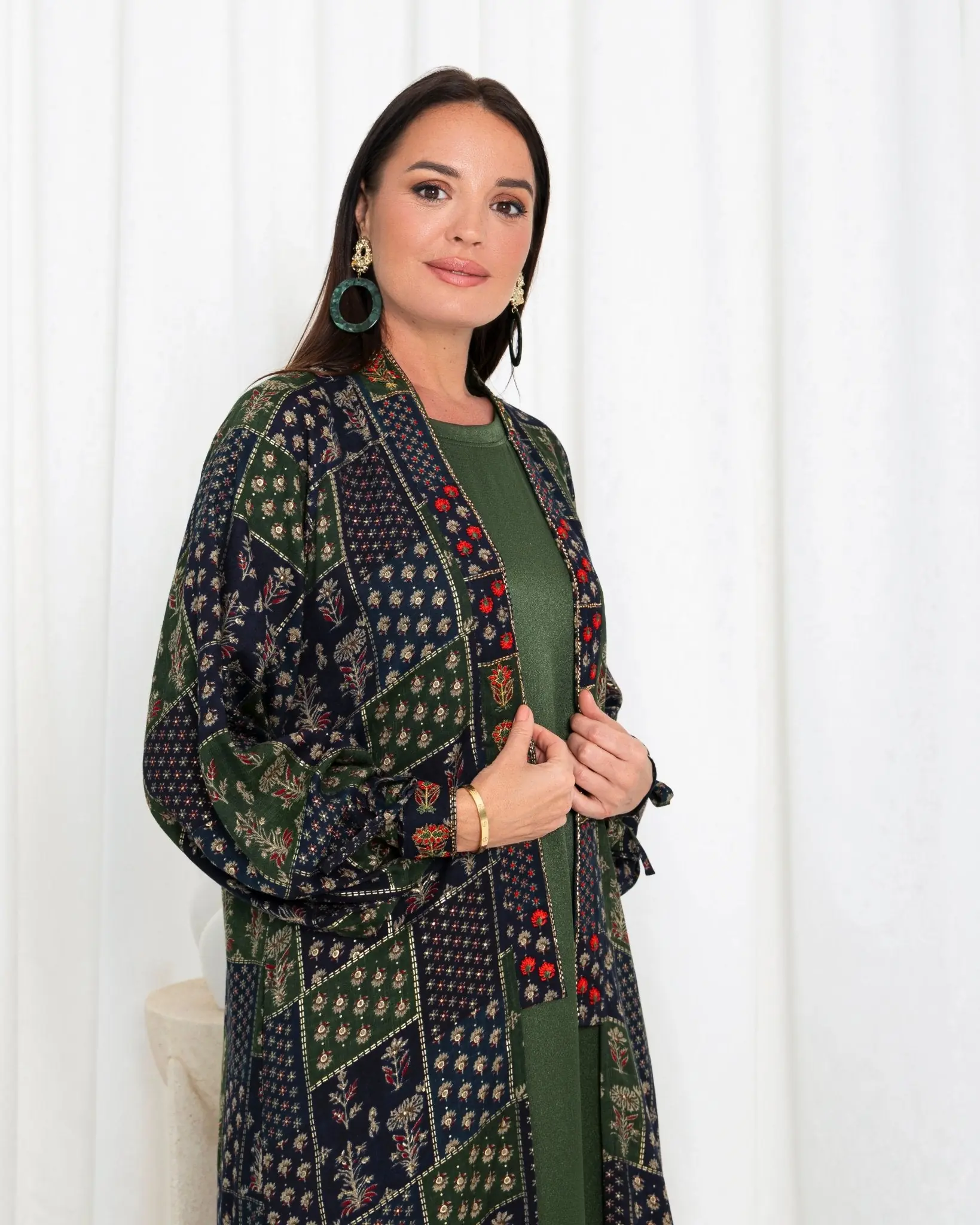 Green Floral Check Kimono Abaya, photo 5