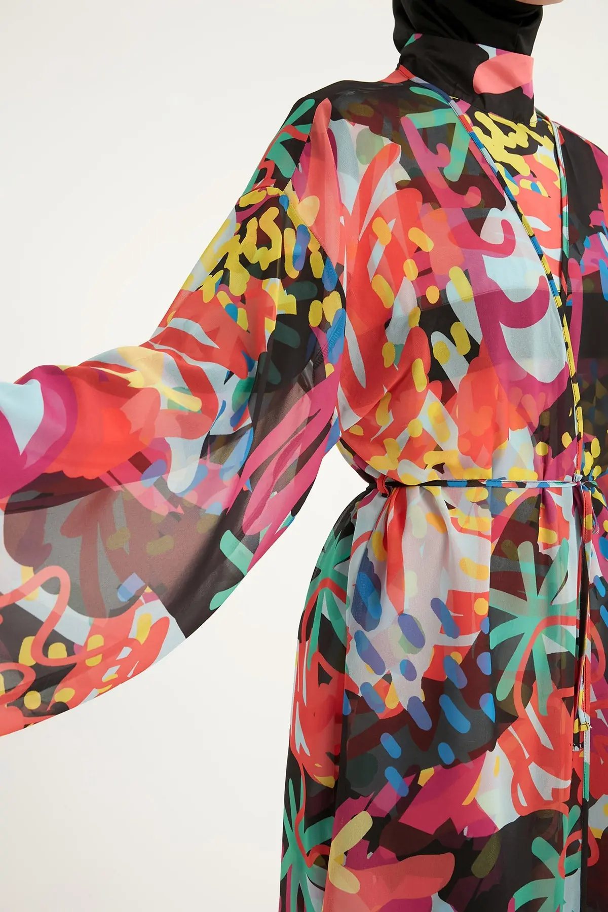 Rivamera Chiffon Kimono - Tropical Print, photo 4