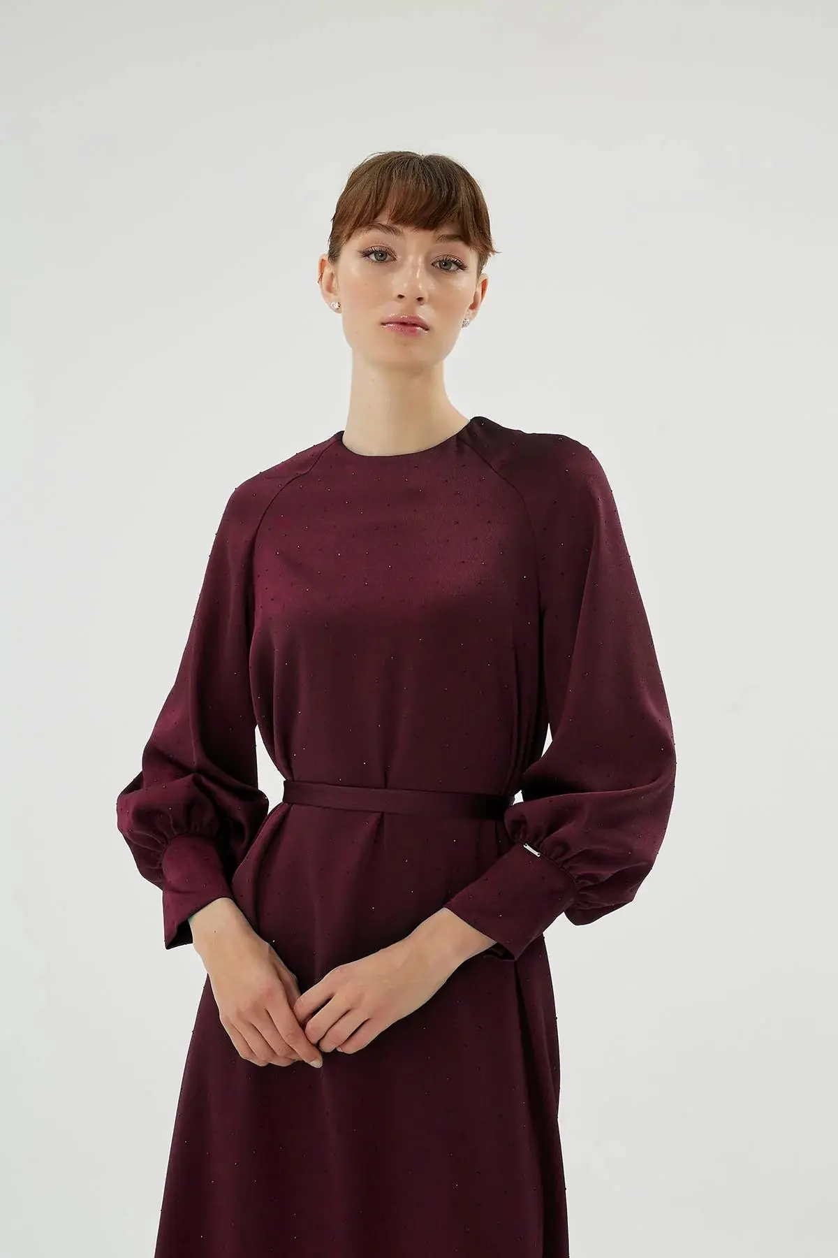 Eliza Embellished Dress – Bordeaux, photo 2