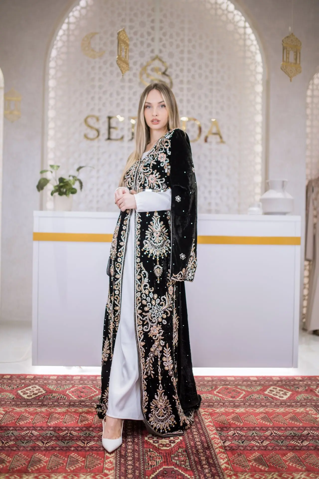 Velvet Empire Embellished Kaftan – Black, photo 6