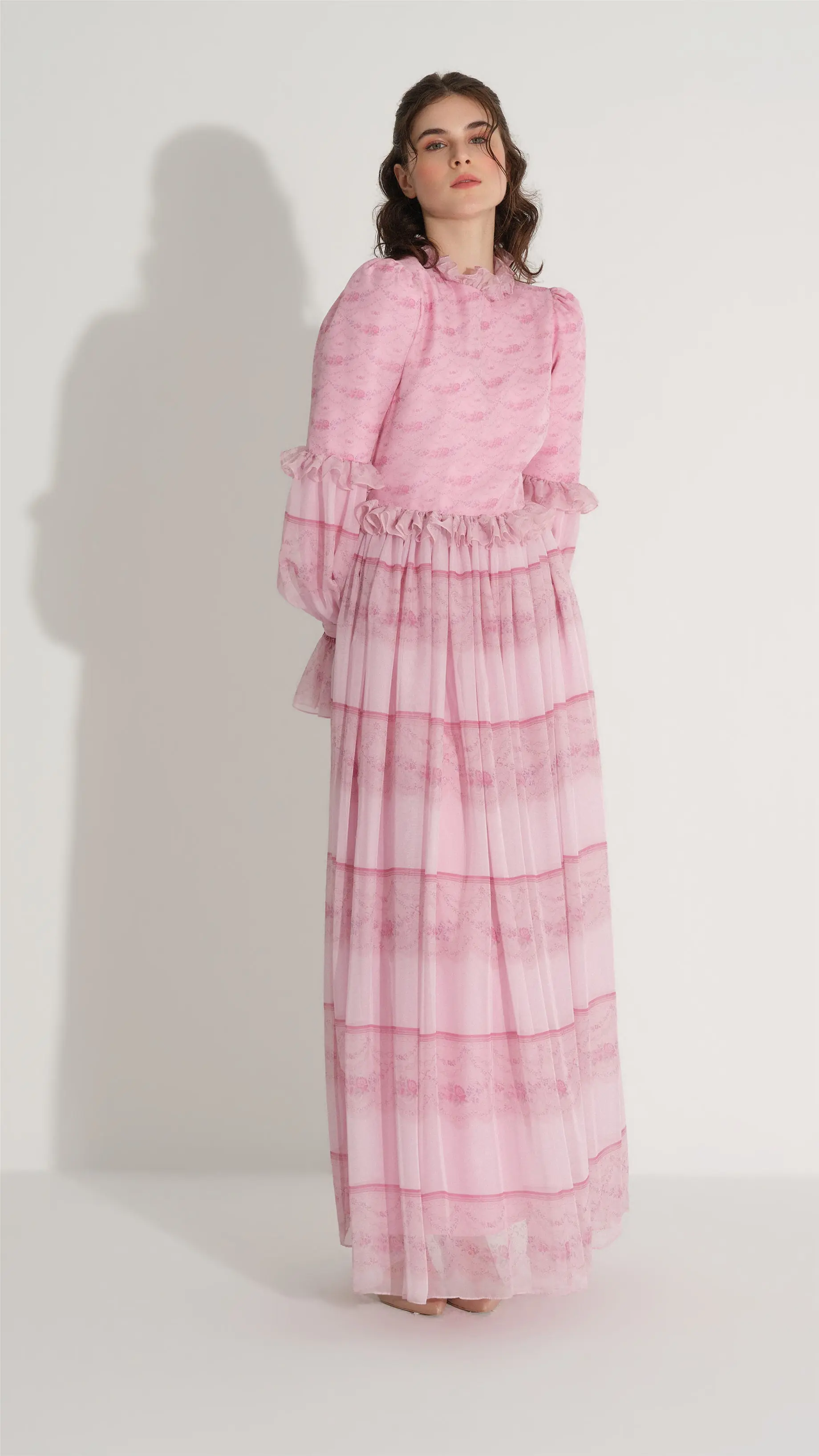 Panel Print Silk Chiffon Dress – Pink, photo 2
