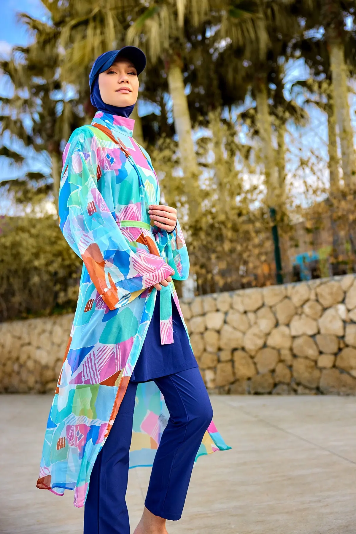 Silky Modest Full Coverage Kimono – Lightweight Elegant Beach Cover P2506, photo 2