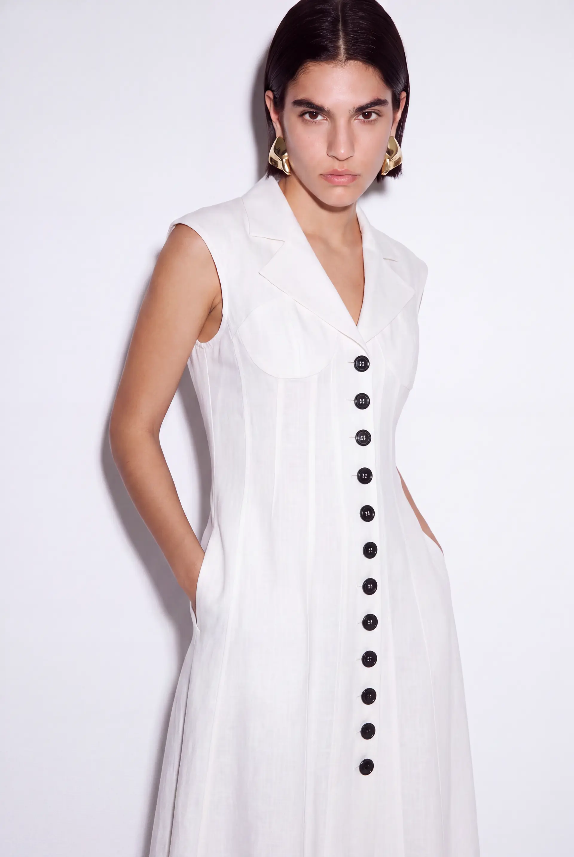 Ivory Long Corset-Style Dress - Premium Linen, photo 3