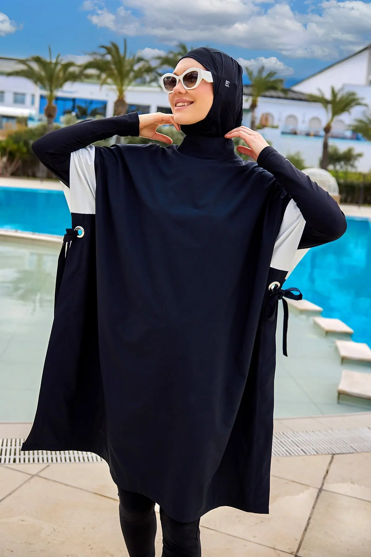Black Burkini Set Full Coverage Modest Islamic Swimwear M2502, photo 2