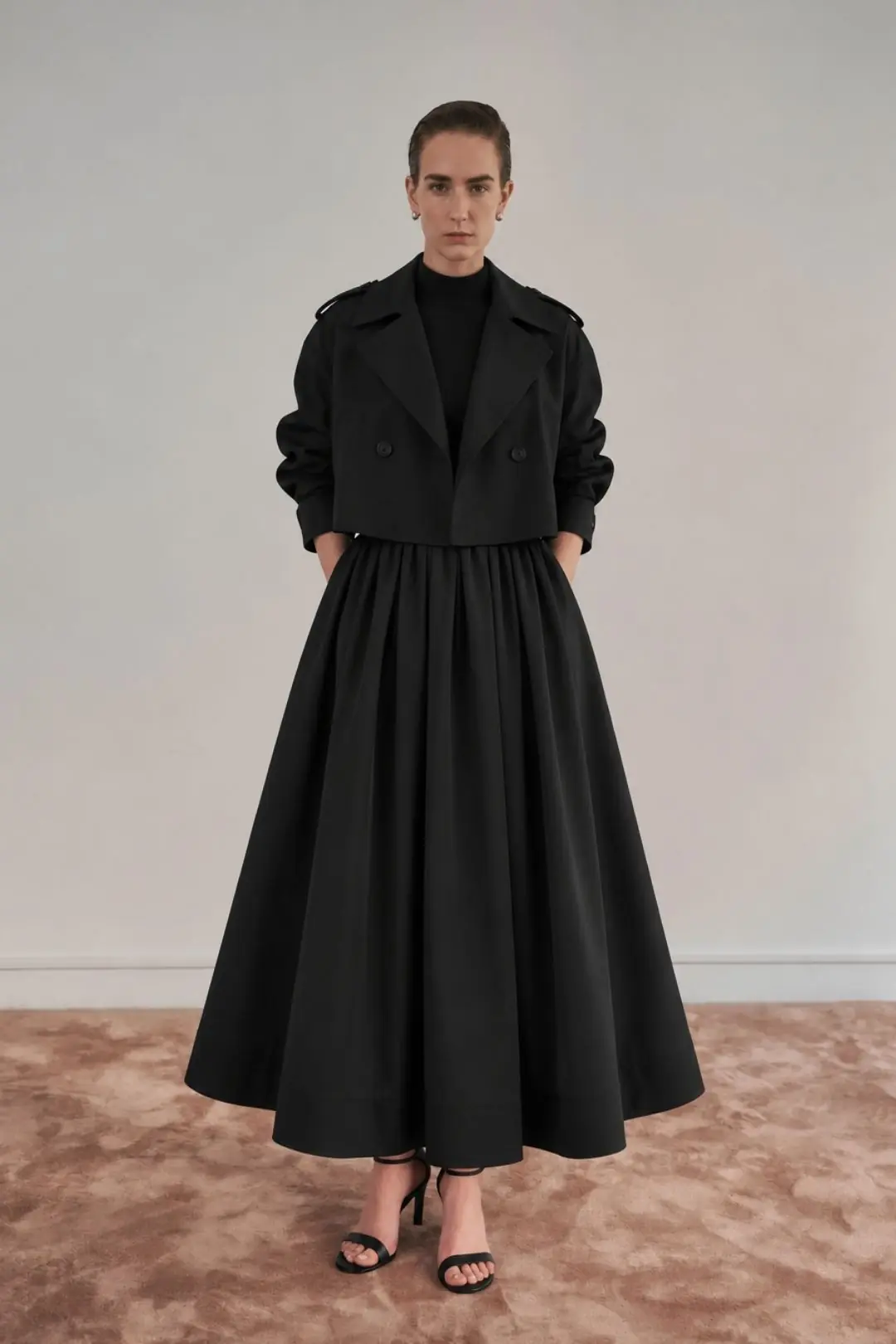 PUFFY Black Pleated Maxi Skirt