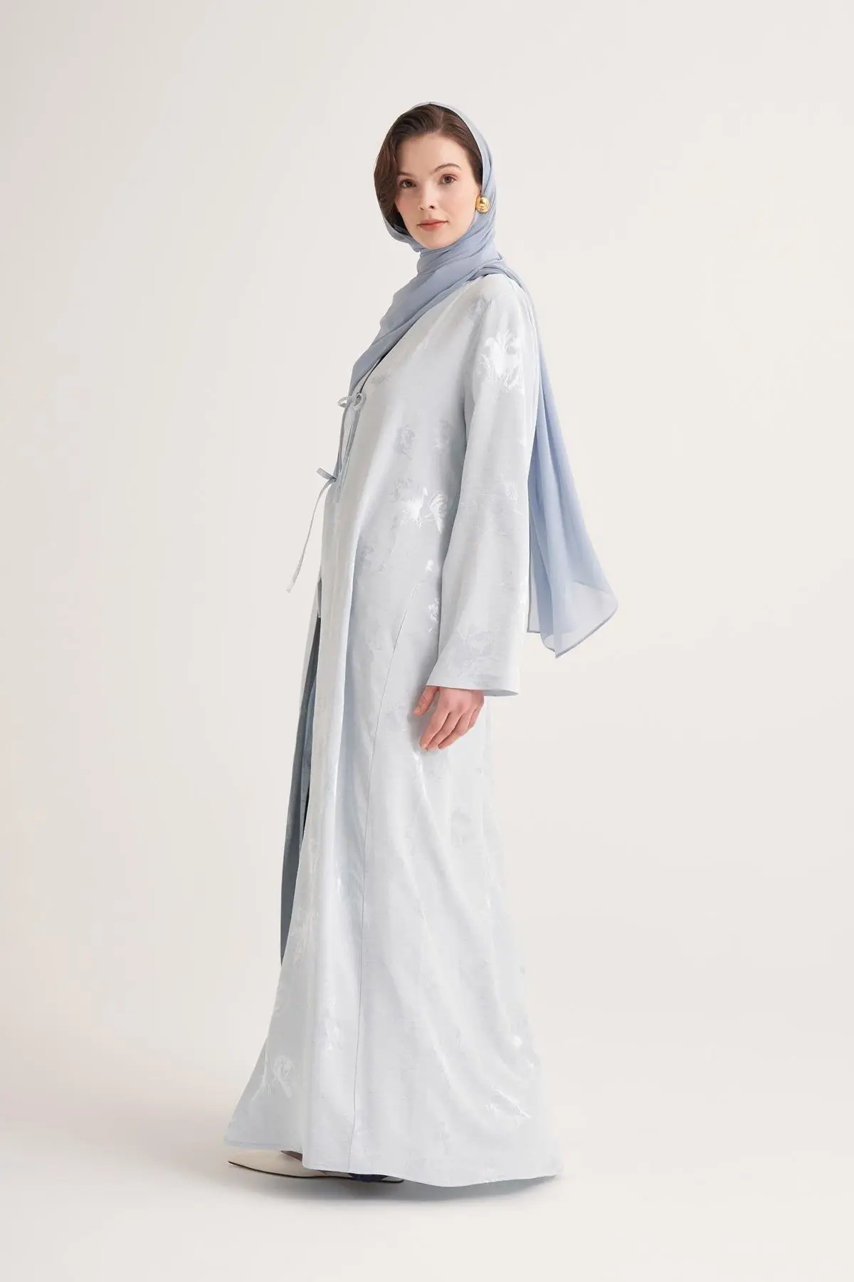 Mila Linen Abaya & Scarf – Light Blue, photo 4