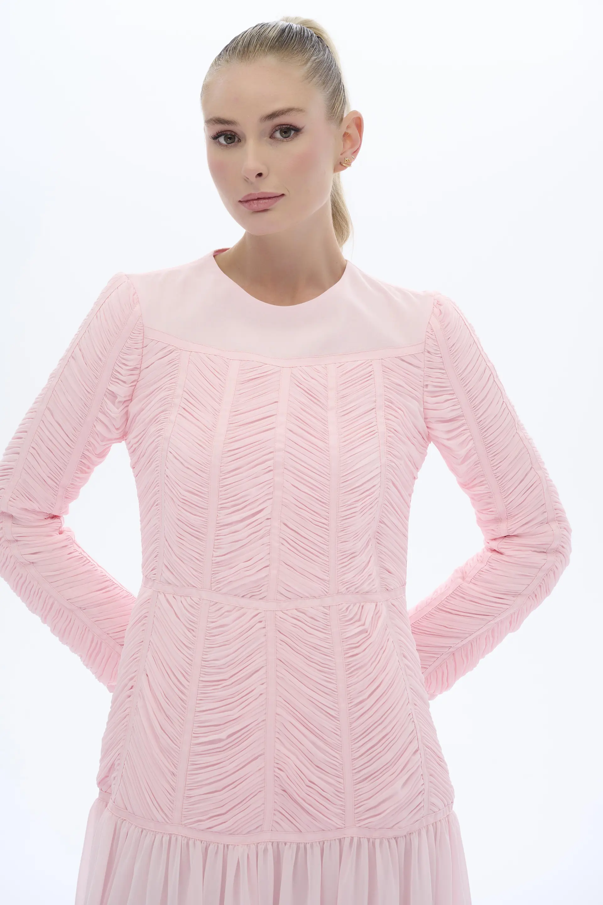 EMPİRDE DETAYLI ELBİSE Pembe, photo 2