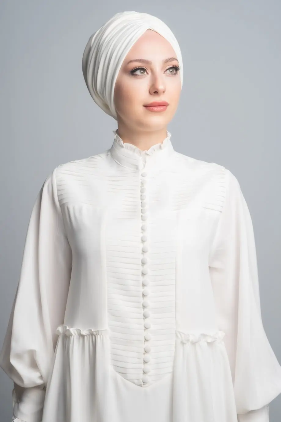 Draped Structured Bonnet – Cream