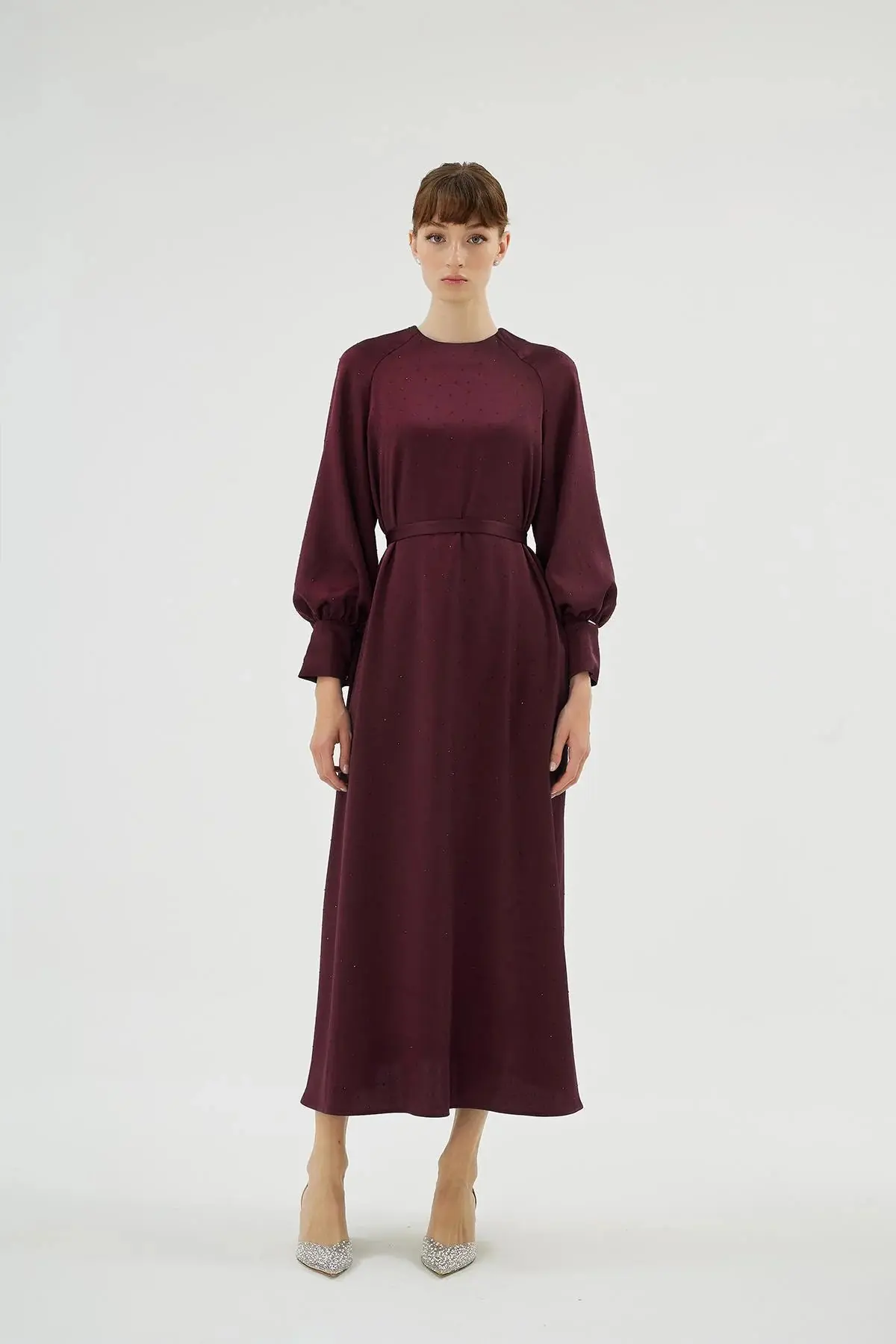Eliza Embellished Dress – Bordeaux