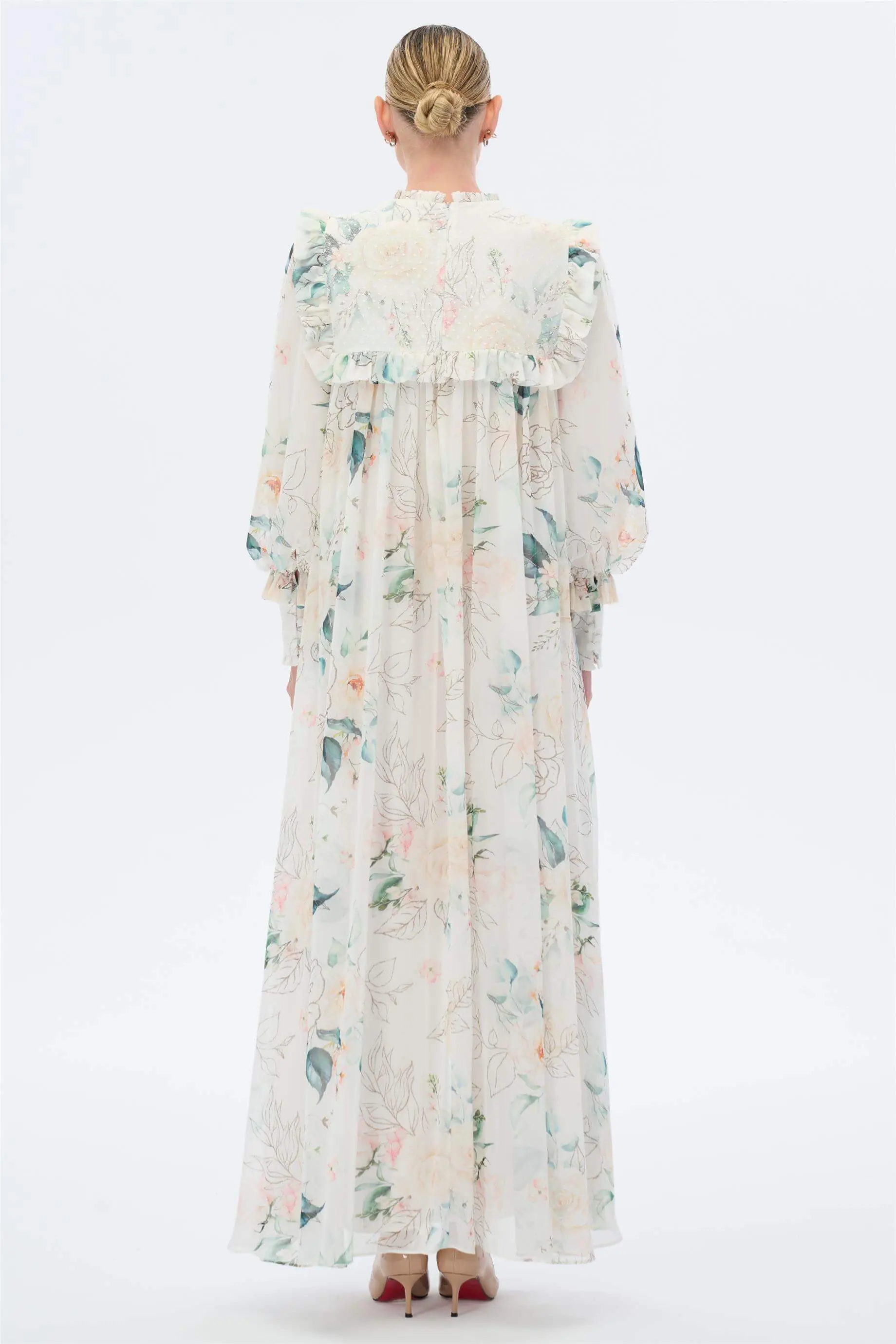 Polka-Dot Lace-Detail Dress – Cream, photo 3
