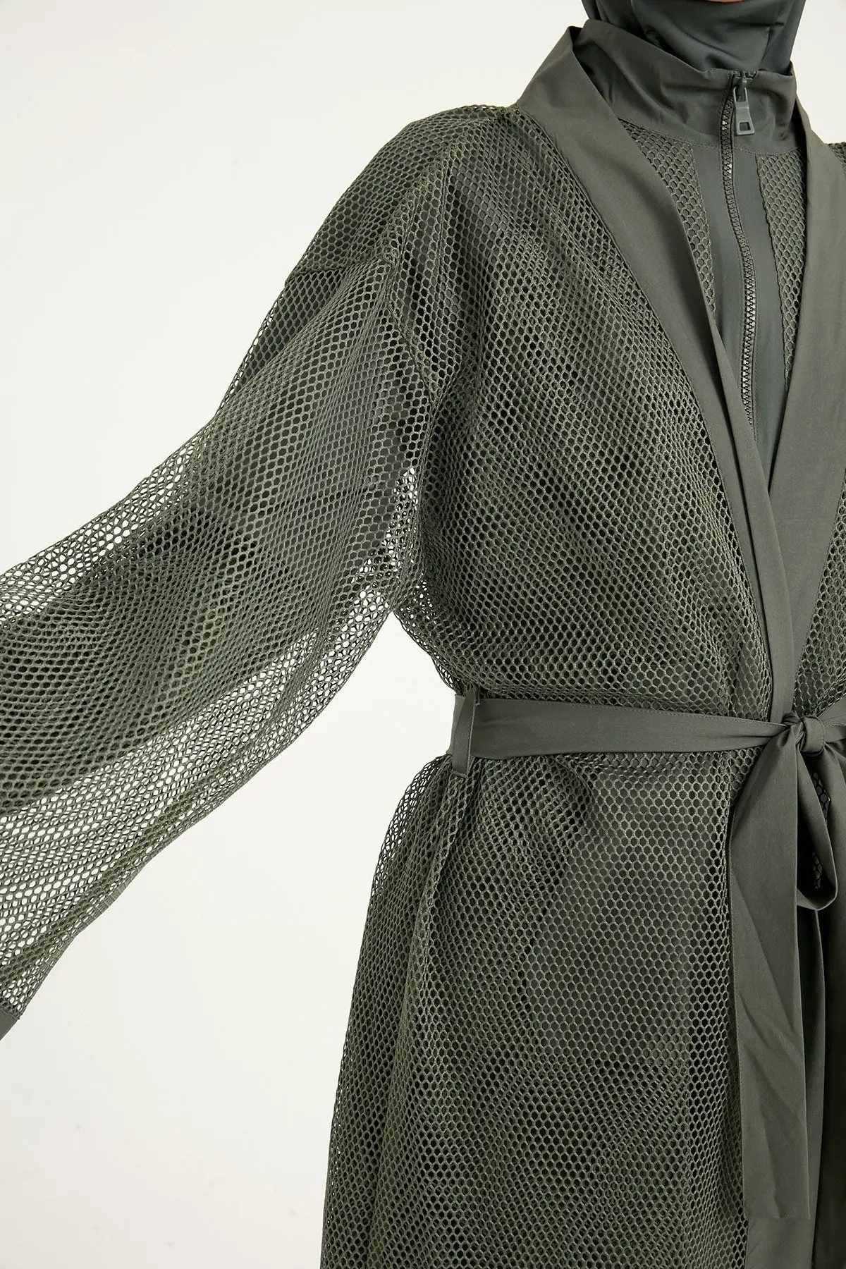 Khaki Full Coverage Mesh Kimono – Marina P2501-3, photo 7