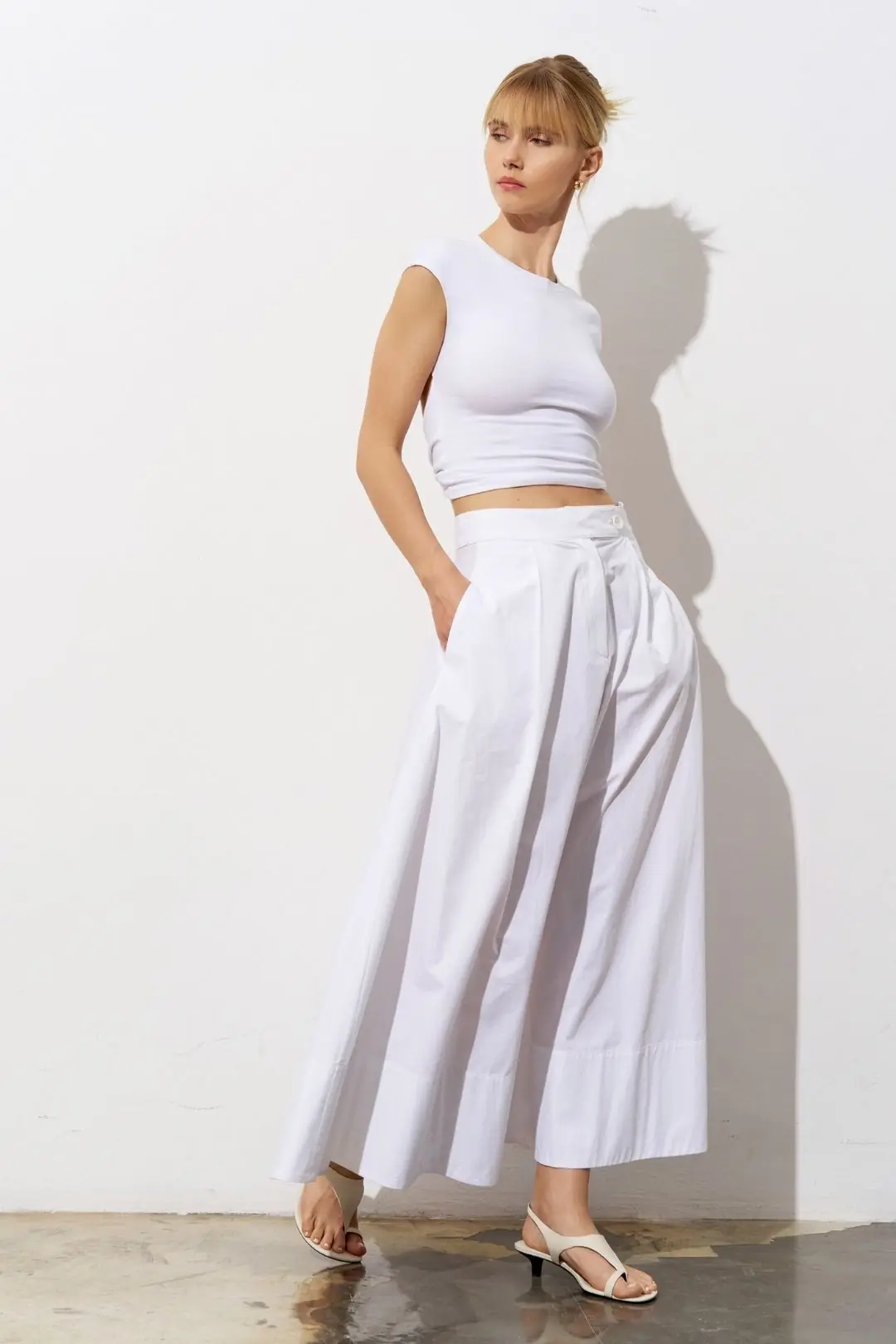 Maren Poplin Maxi Skirt - White, photo 2