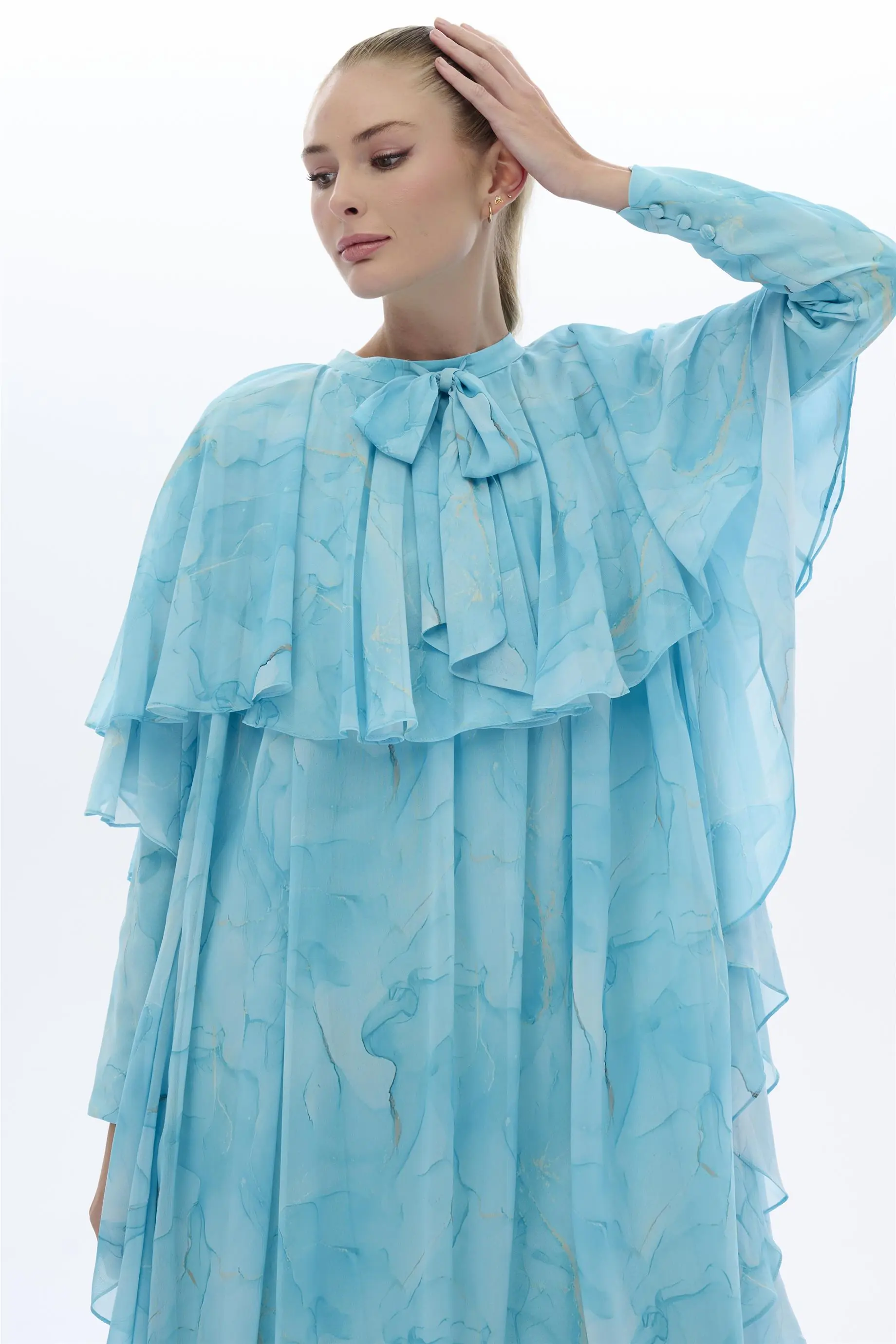 Blue Cape Detail Maxi Dress, photo 2