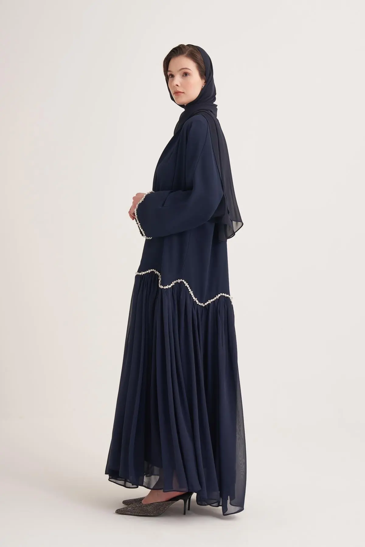 Lina Crystal Abaya & Scarf – Navy, photo 3