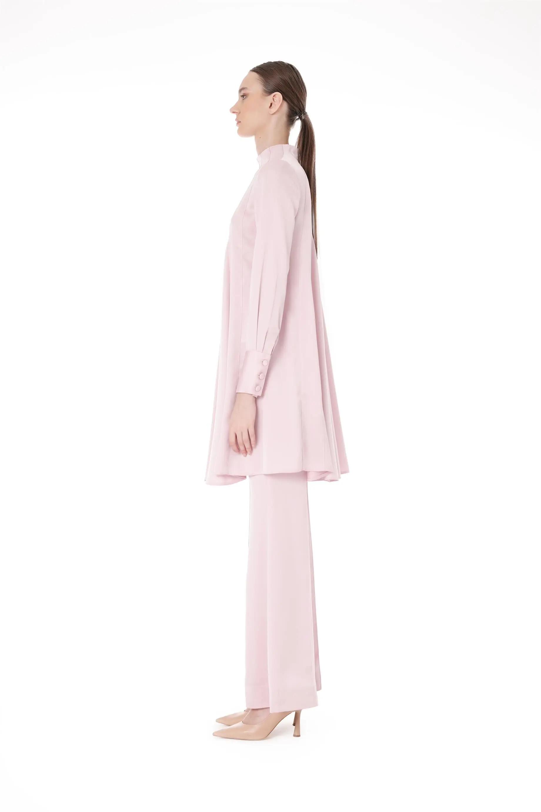 Flared Panel Tunic & Wide-Leg Trousers Set – Pink, photo 2