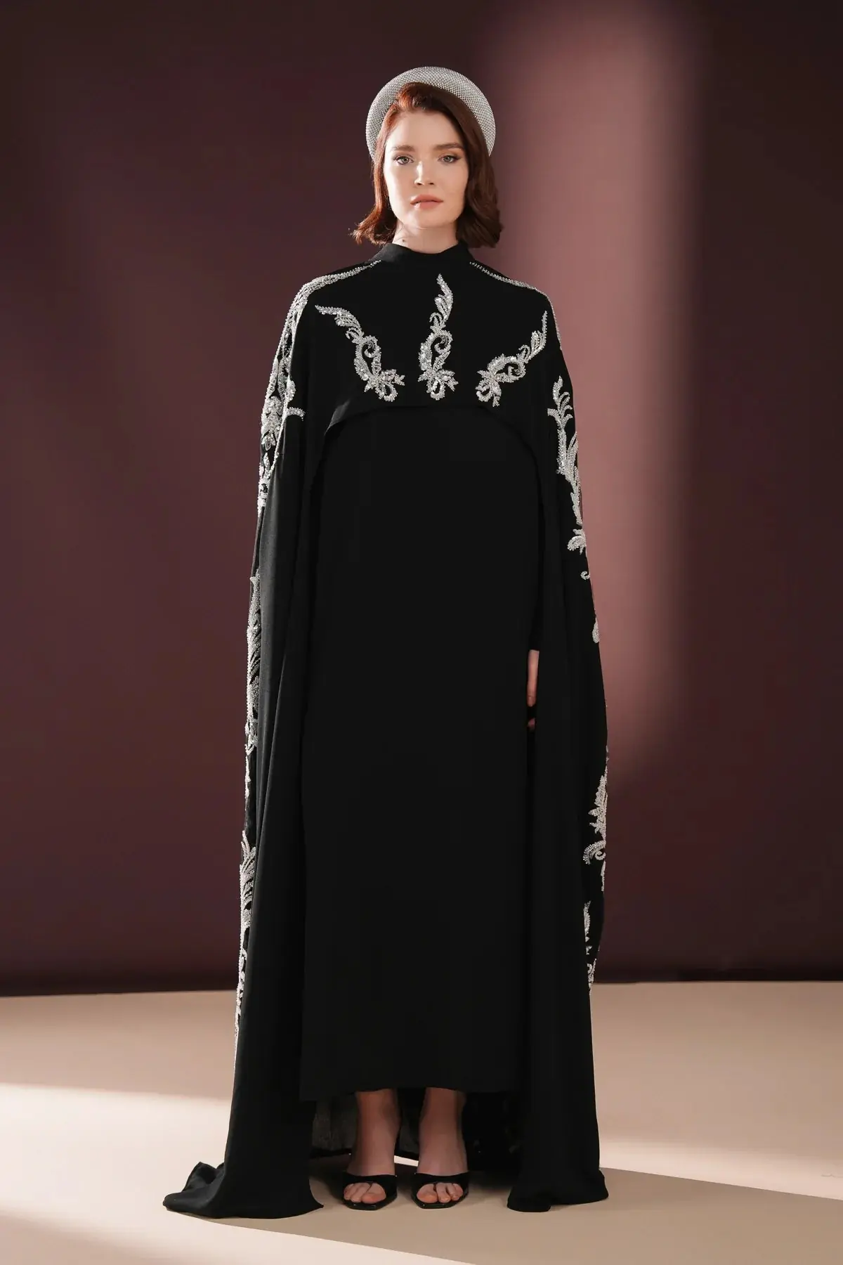 Ophelra Couture Embroidered Crepe Dress – Black, photo 8