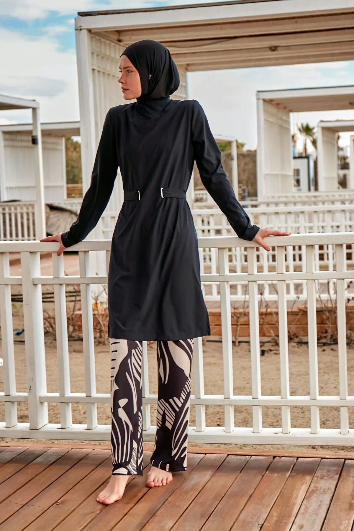 Woven Black Burkini Modest Swimwear M2424, photo 2