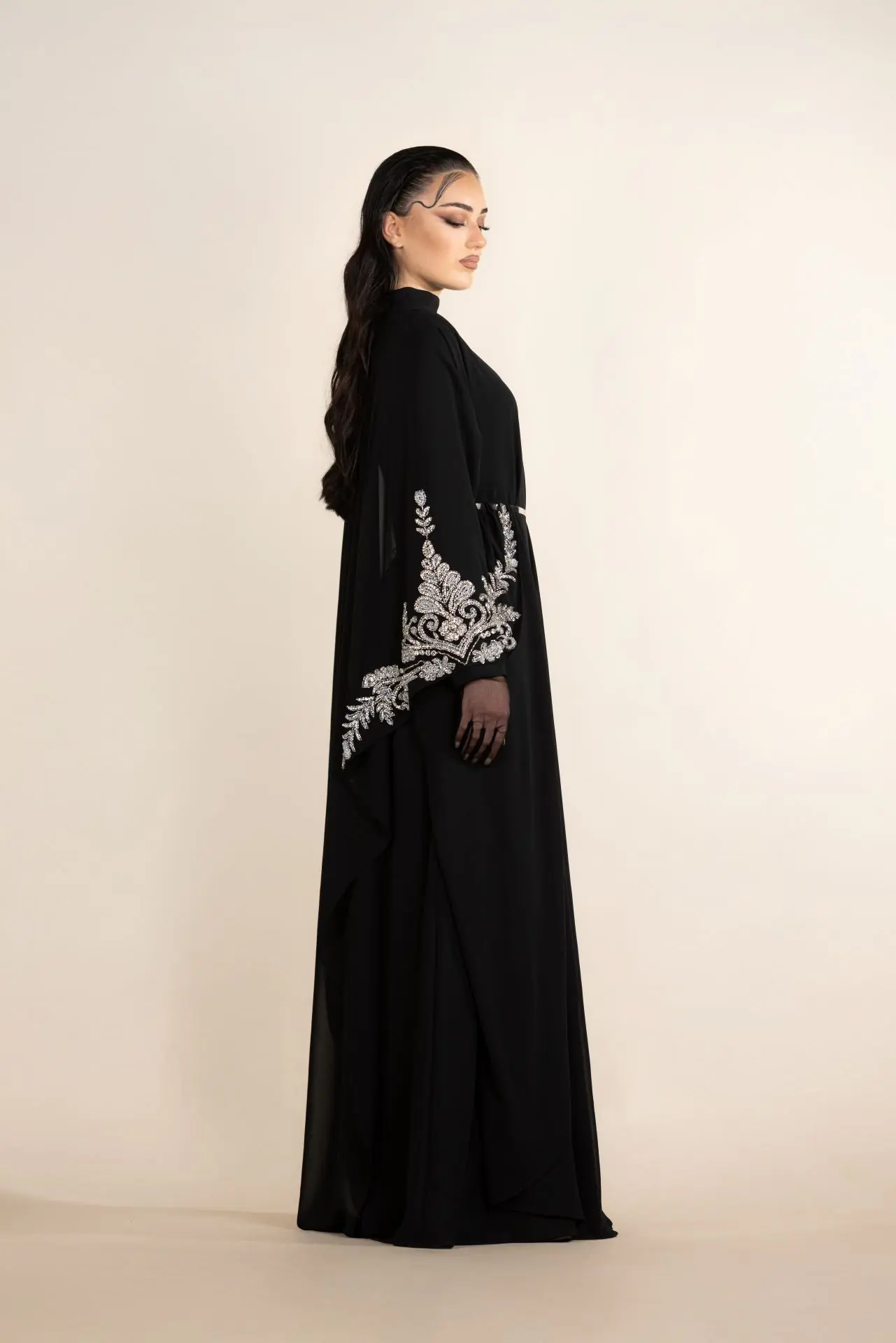 Nebula Veil Embellished Abaya – Black, photo 2