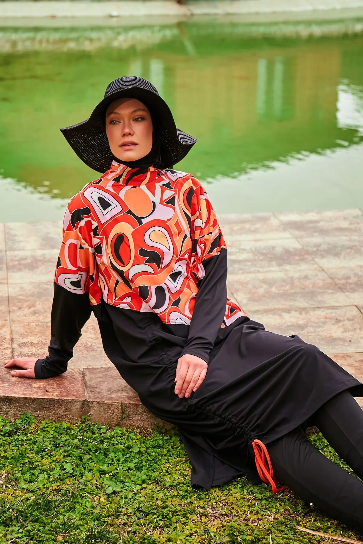 Woven Black Burkini Modest Swimwear M2426, photo 4