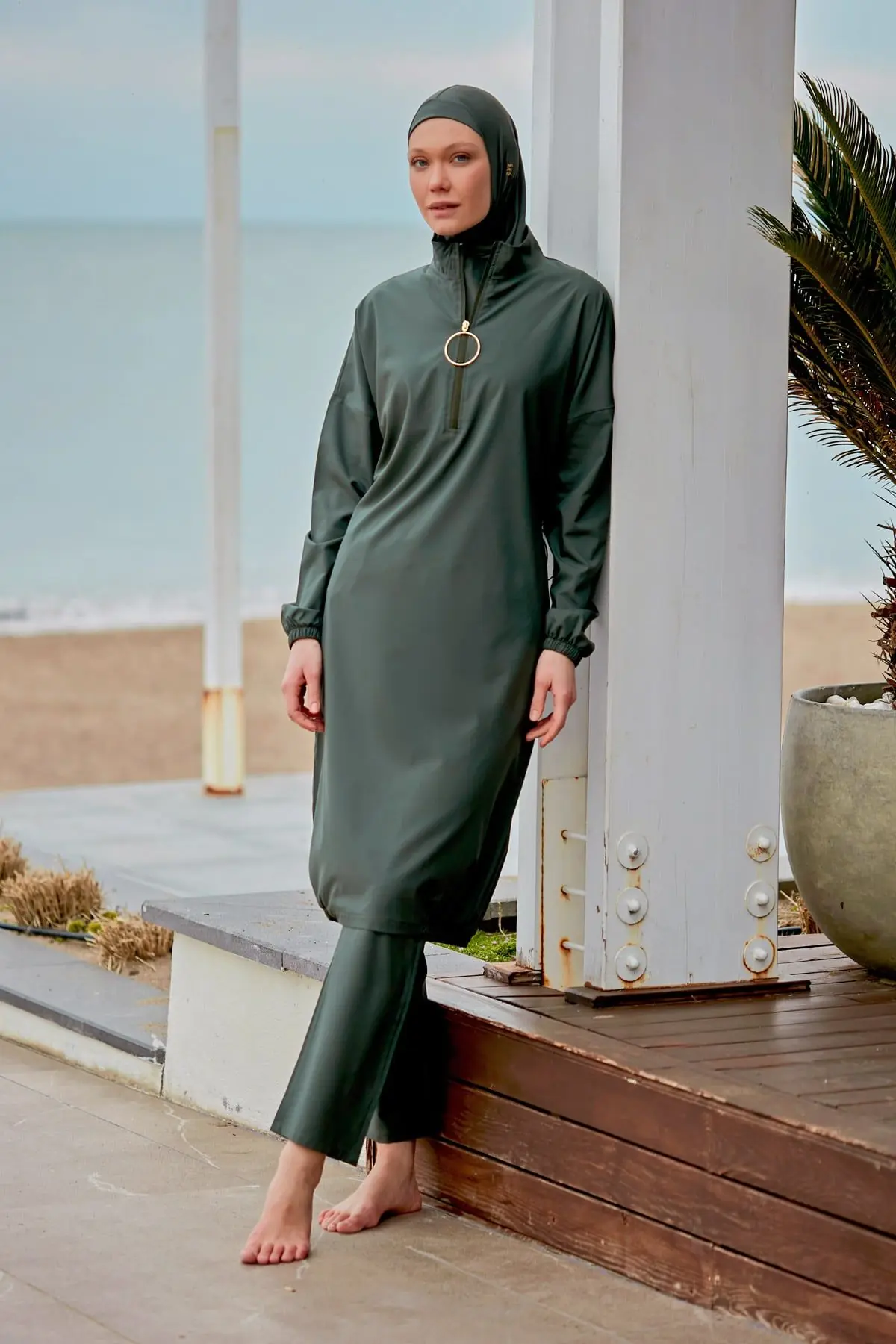 Woven Khaki Burkini Modest Swimwear M2406, photo 3