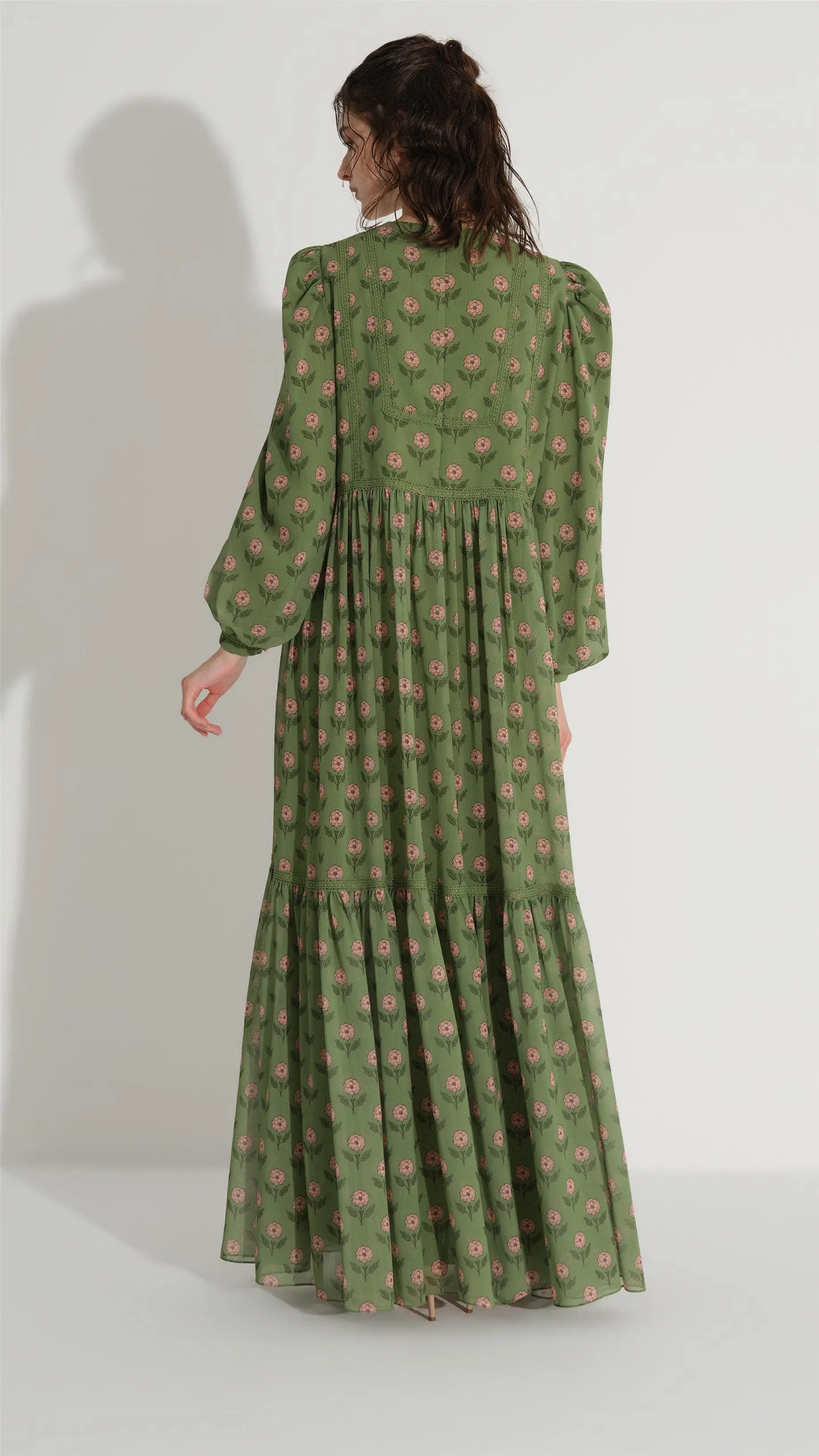 Fine Lace Trim Dress – Green, photo 4