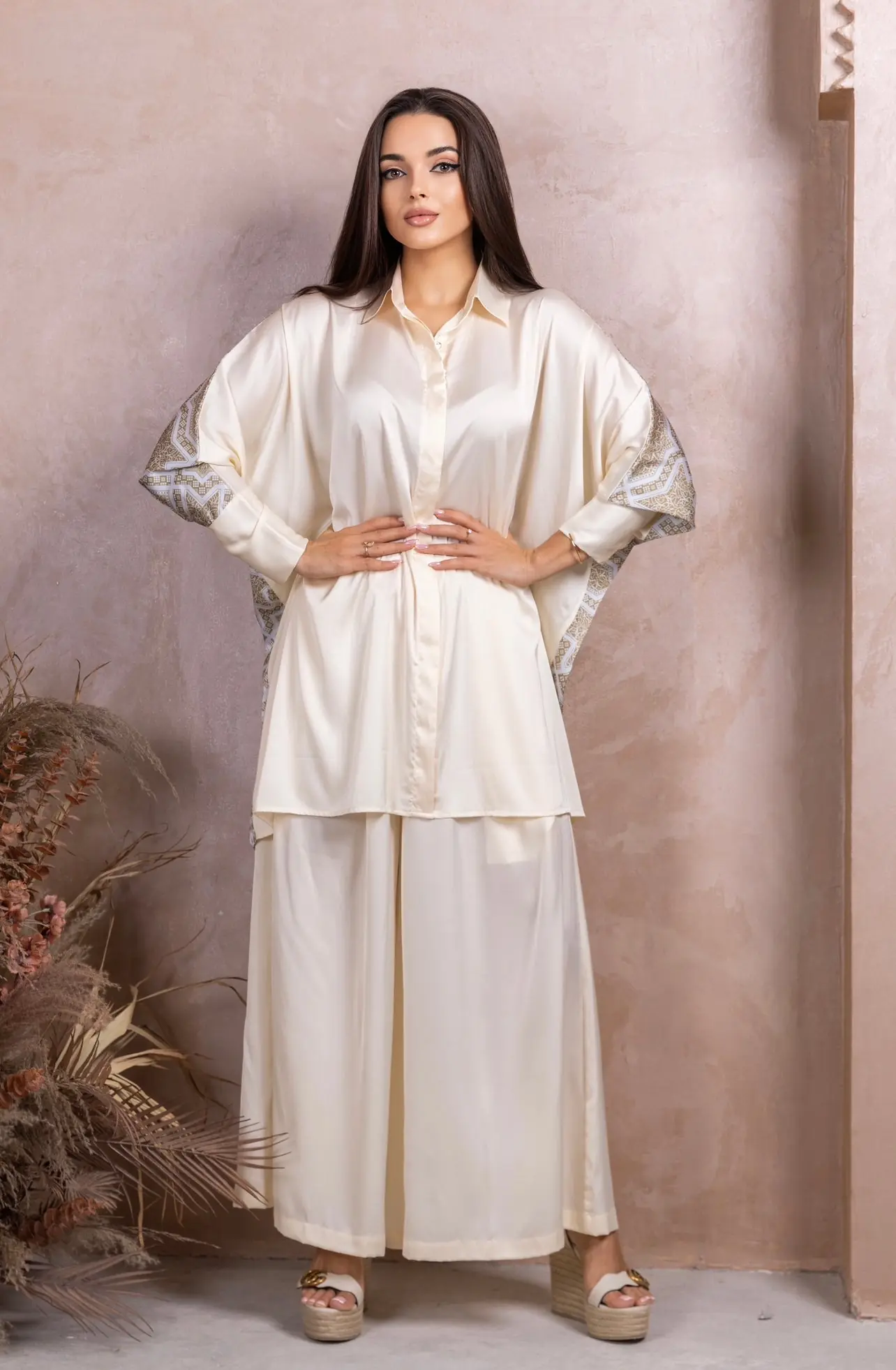 Gold Beige Silk Co-ord Set, photo 3