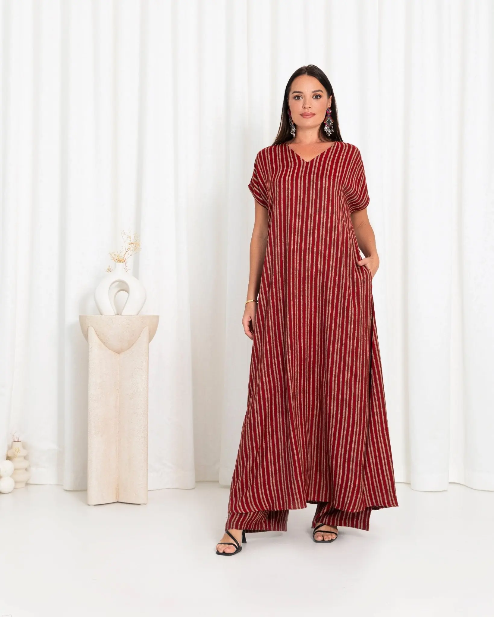 Maroon Stripe Kimono Dress, photo 2