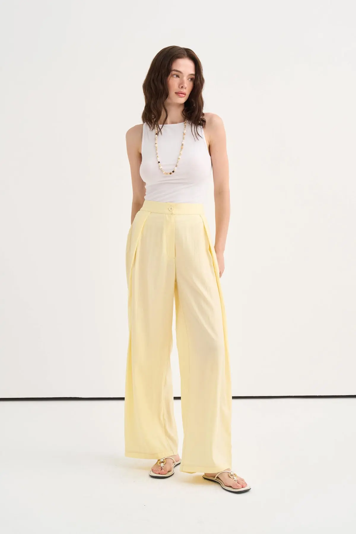 Pileli Dökümlü Tencel Pantolon, photo 3