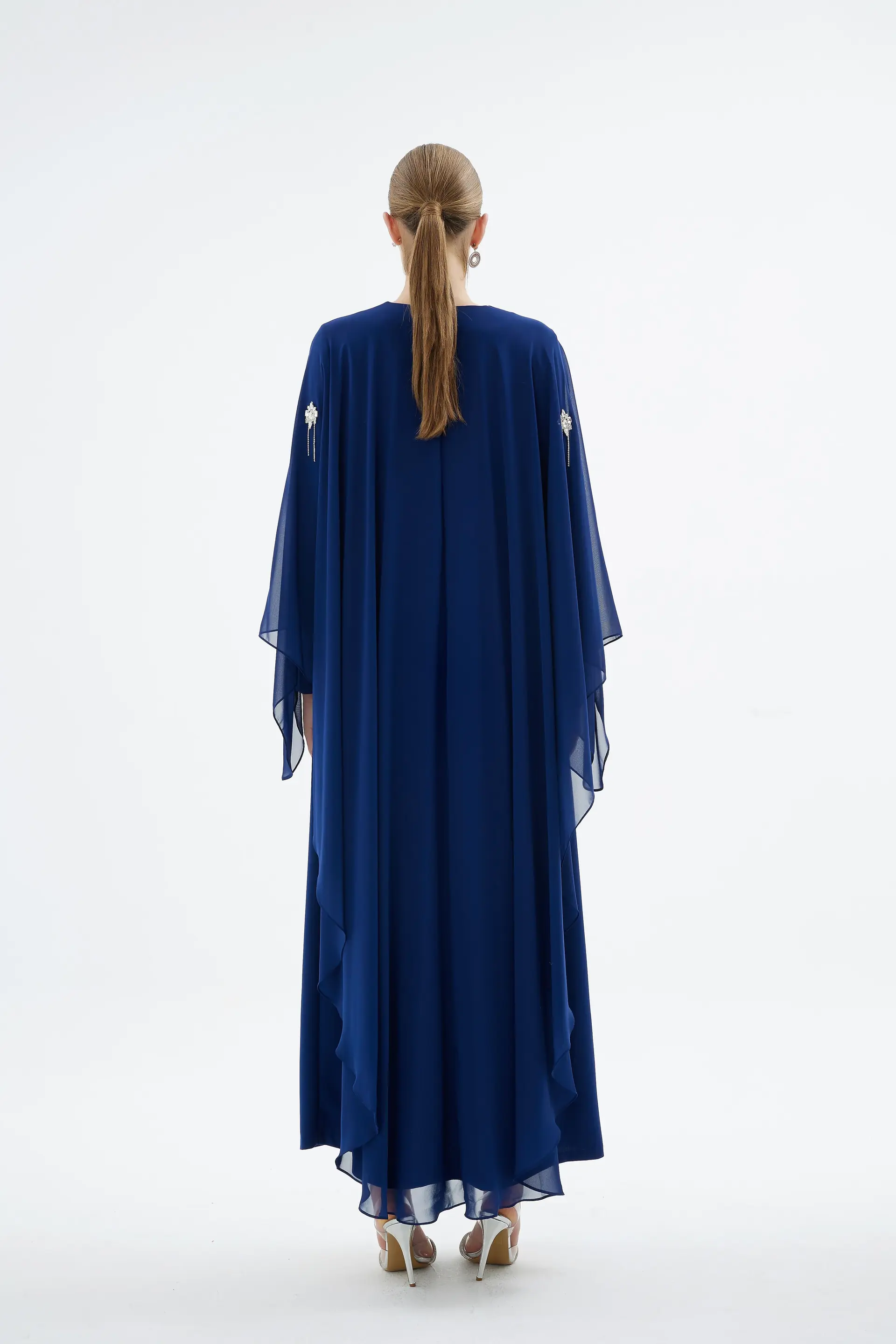 Alera Embellished Cape Dress – Blue, photo 5