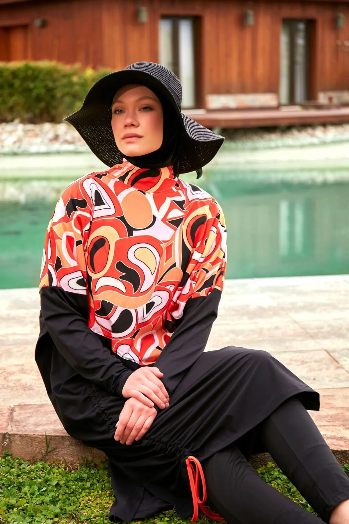 Woven Black Burkini Modest Swimwear M2426, photo 3