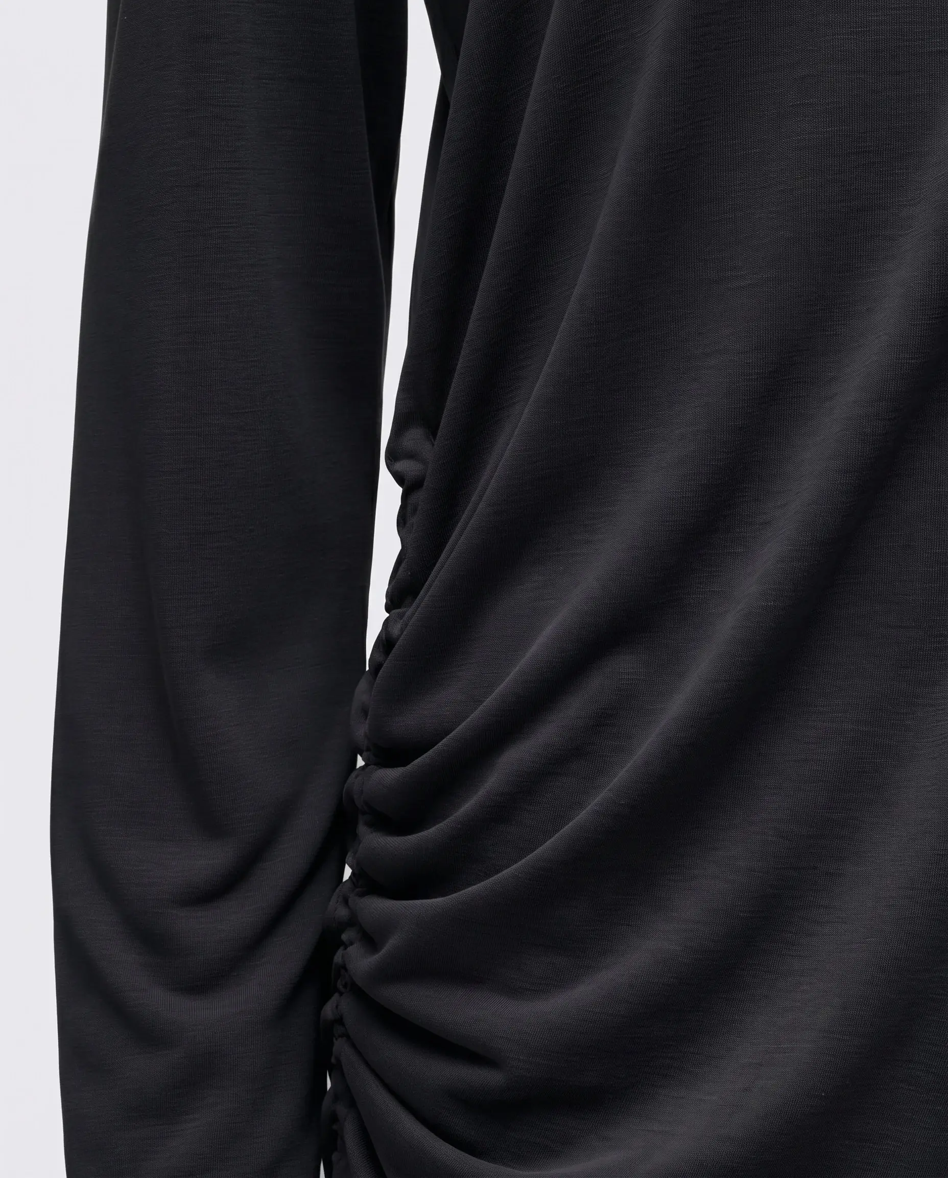 Modal Kumaşlı Ayarlanabilir Drape Detaylı Uzun Üst - Siyah, photo 2